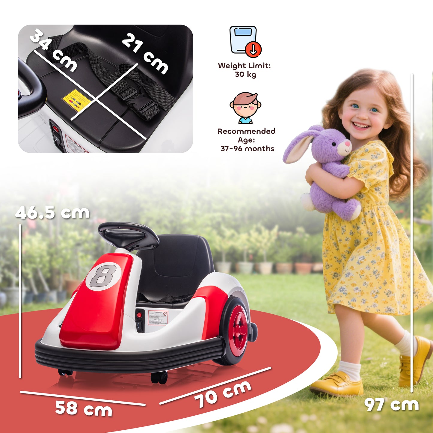 Kids Bumper Car with 360-Degree Rotation