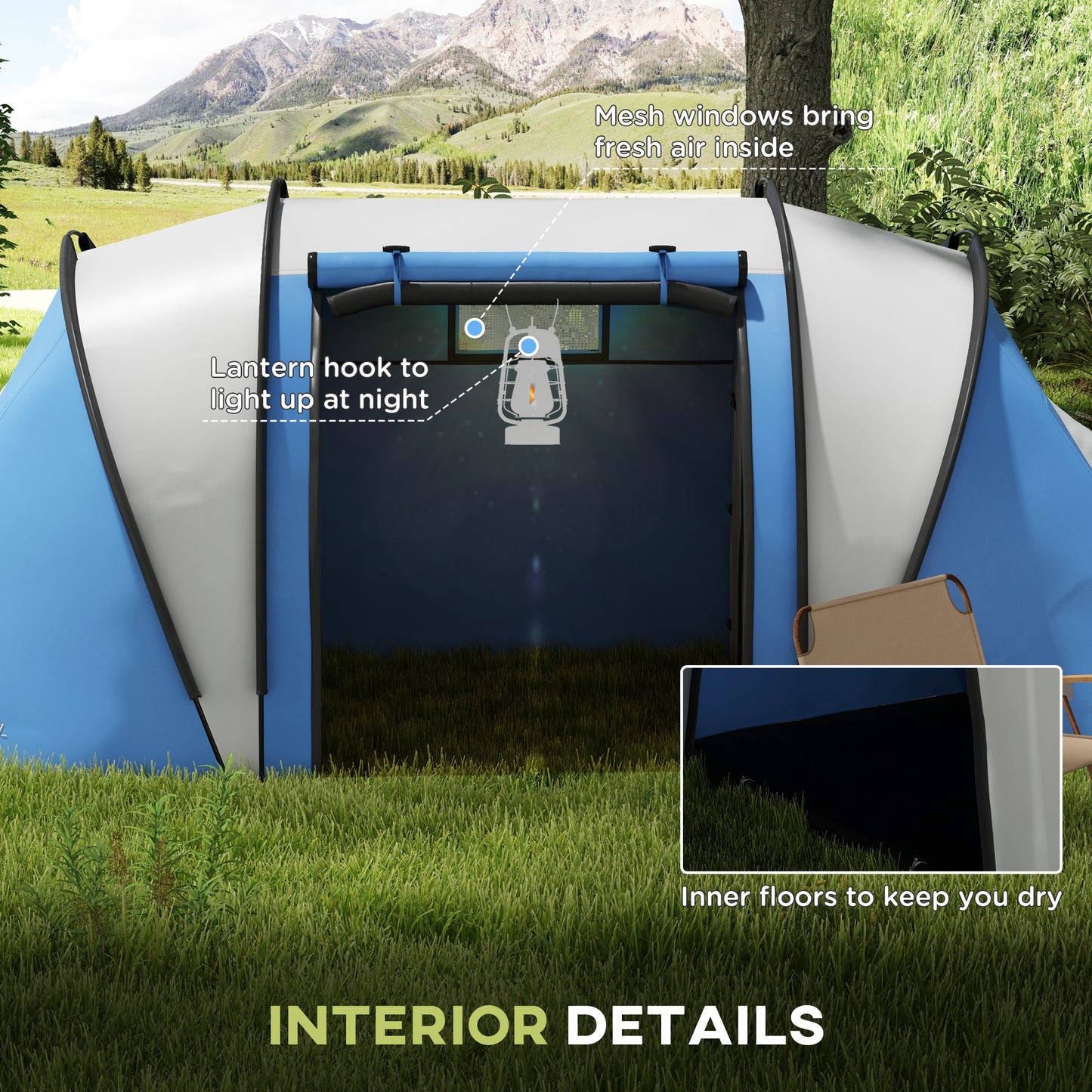 Two-Man Tent, with Bedrooms, Living Room and Canopy