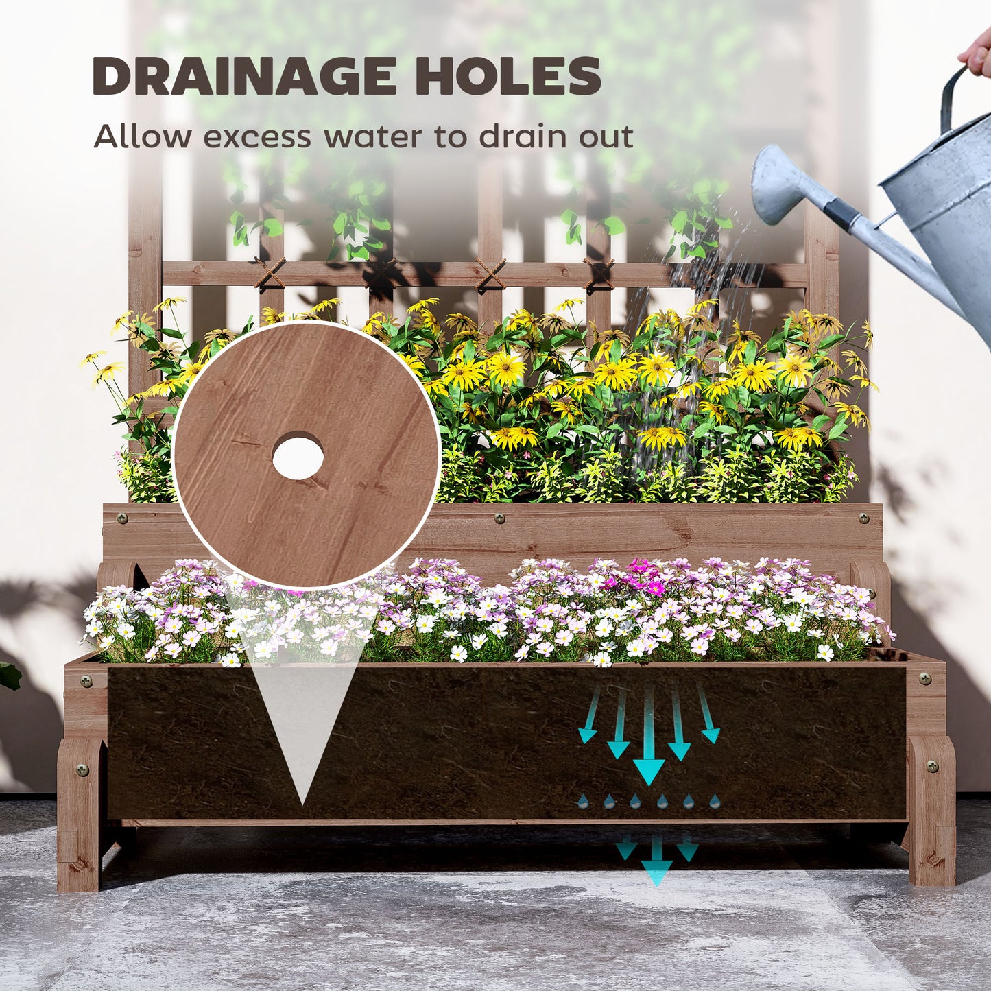 2-Tier Raised Garden Bed with Trellis
