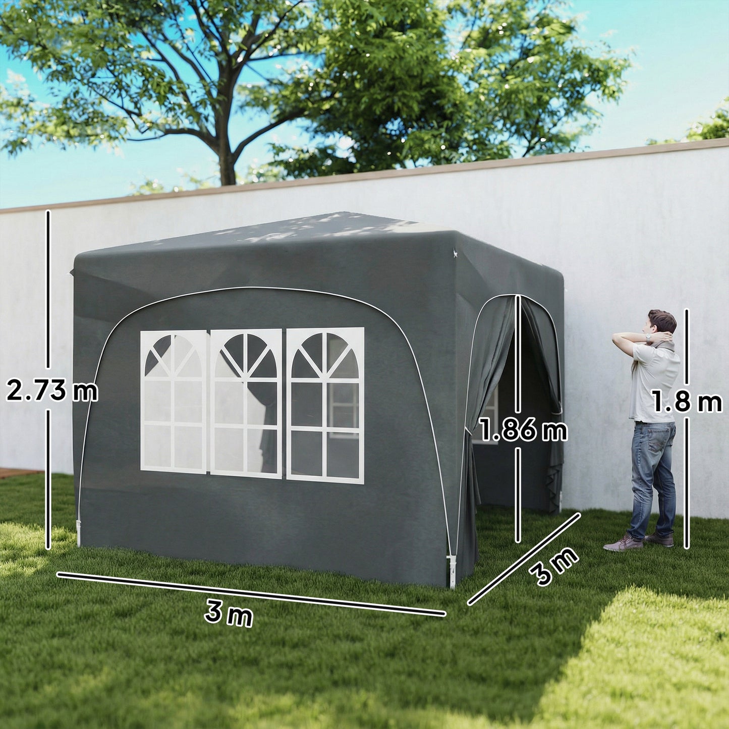 3 x 3m Pop-Up Gazebo Shelter, with Accessories