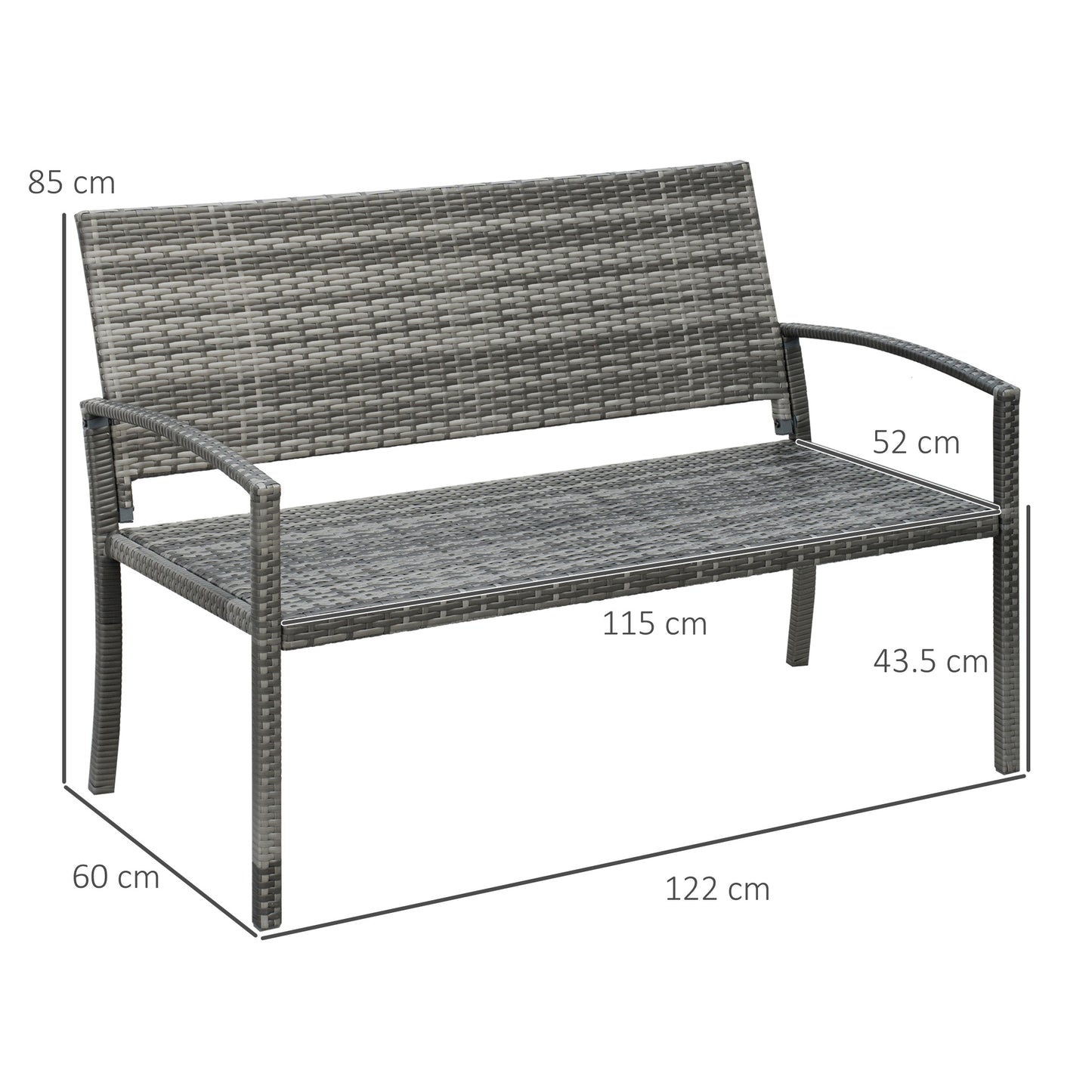 2 Seater Poly Rattan Garden Bench