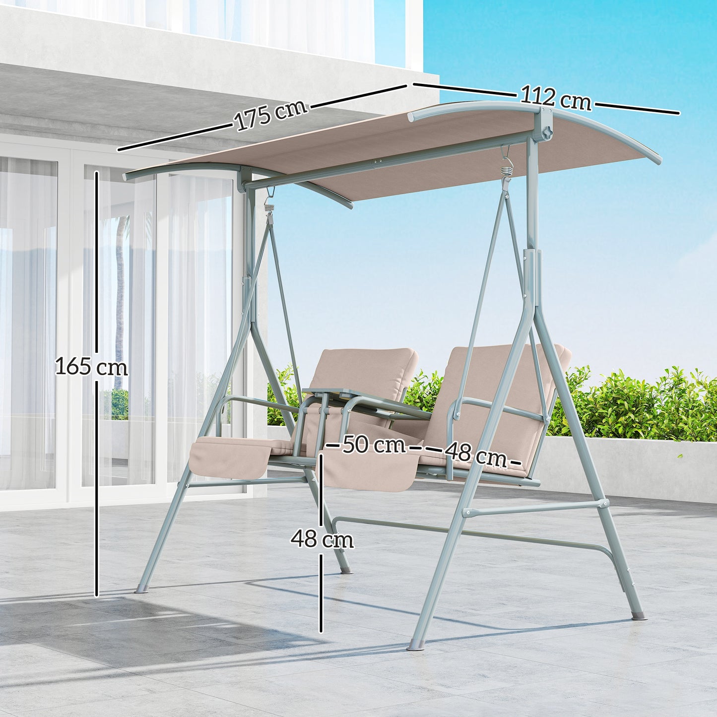 2 Seater Garden Swing Chair Patio Rocking Bench w/ Tilting Canopy