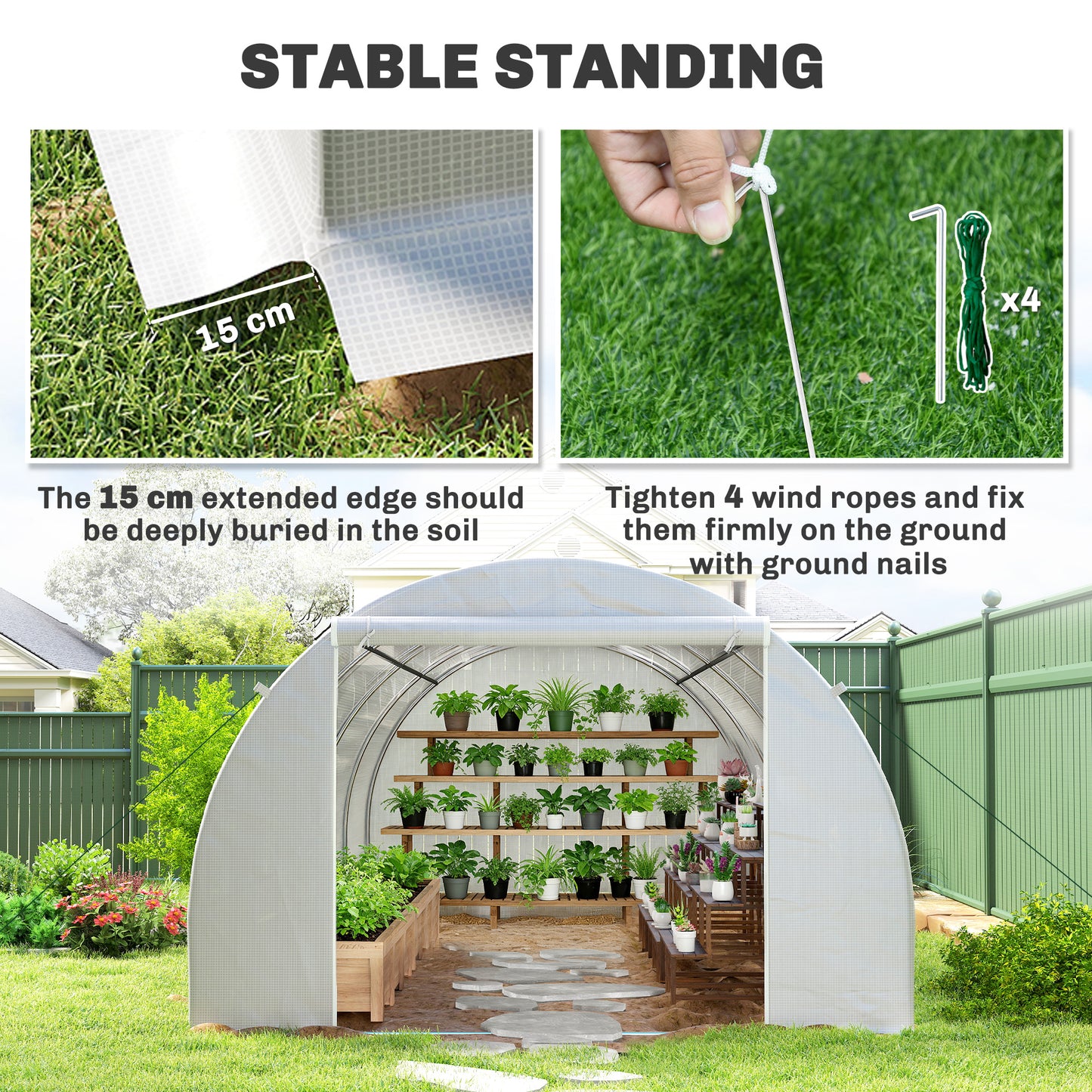 Poly Tunnel for Garden, Walk-in Polytunnel with Door