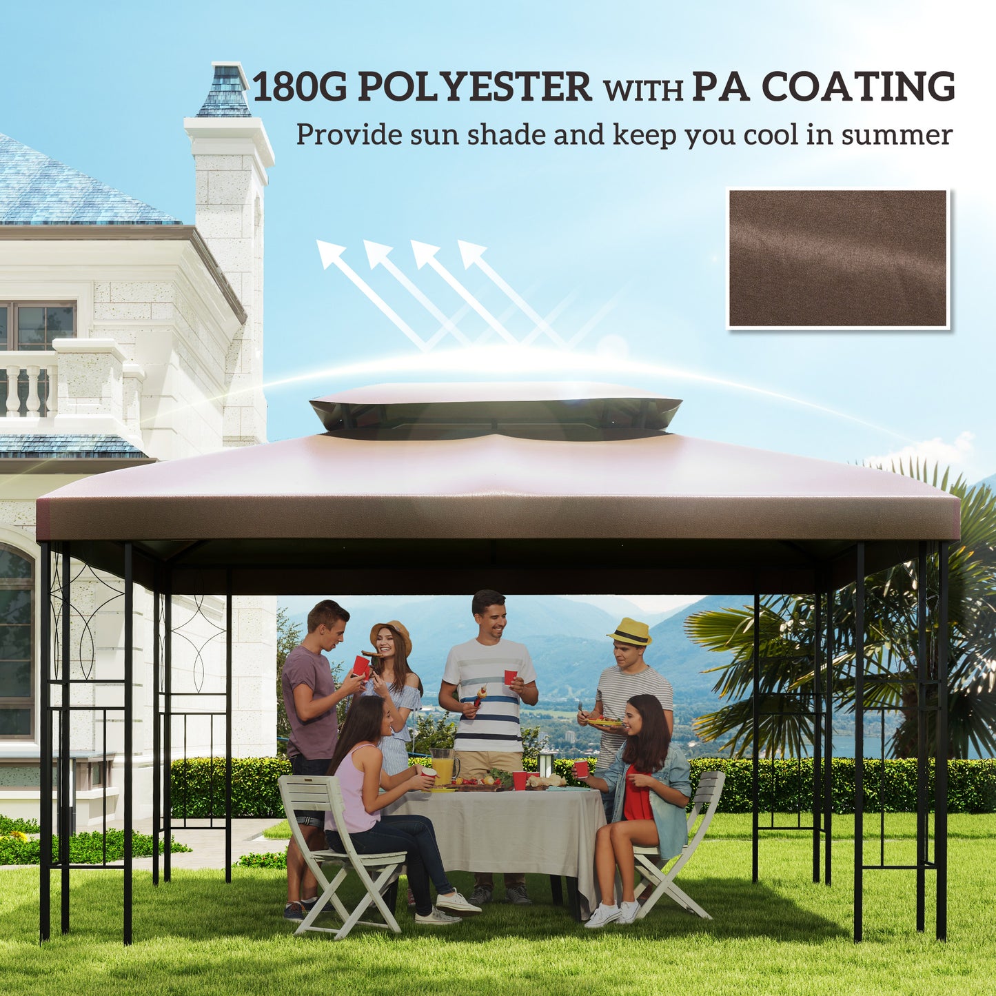 3x4m Gazebo Replacement Roof Canopy 2 Tier Top UV Cover Garden