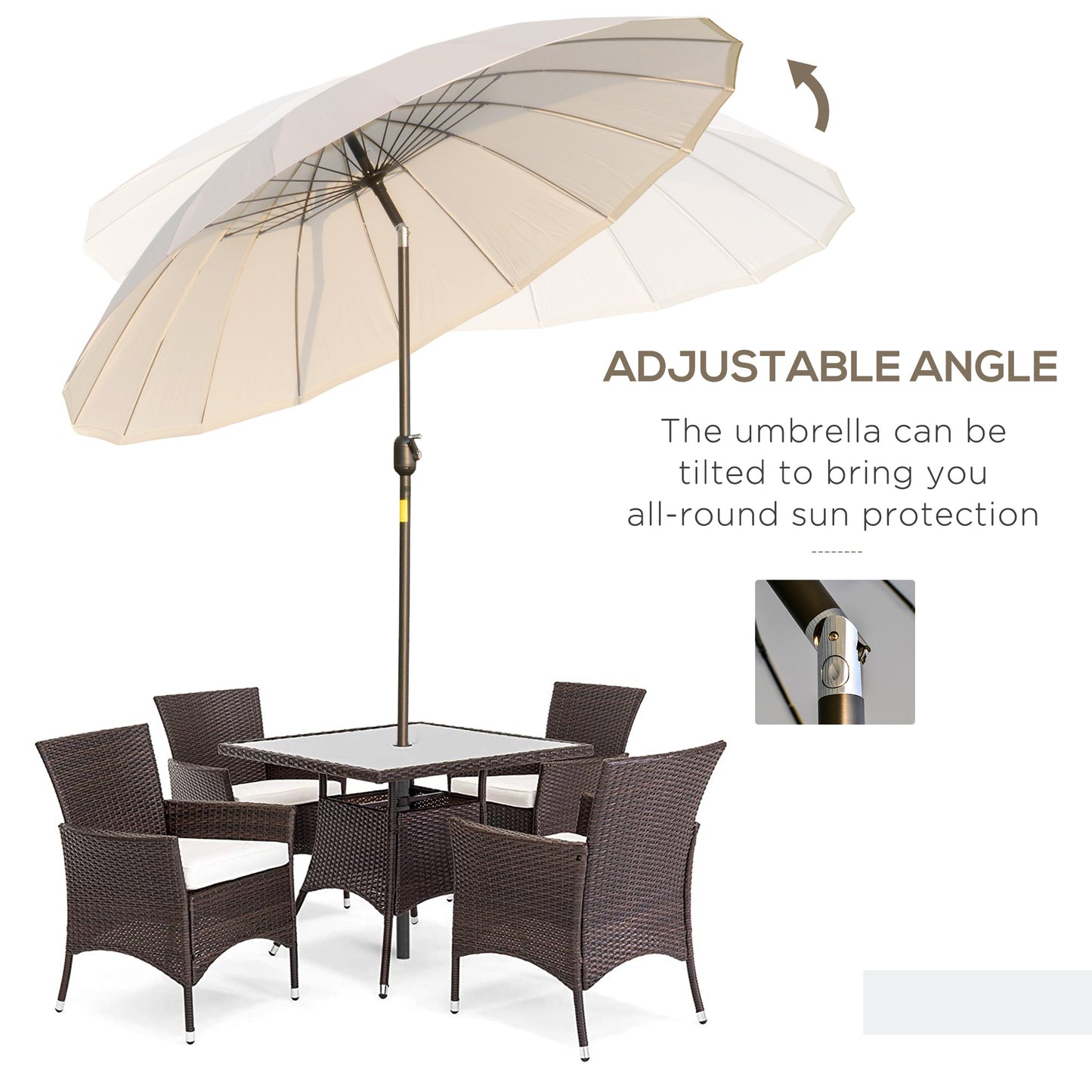 2.5m Shanghai Garden Parasol Umbrella with Crank & Tilt