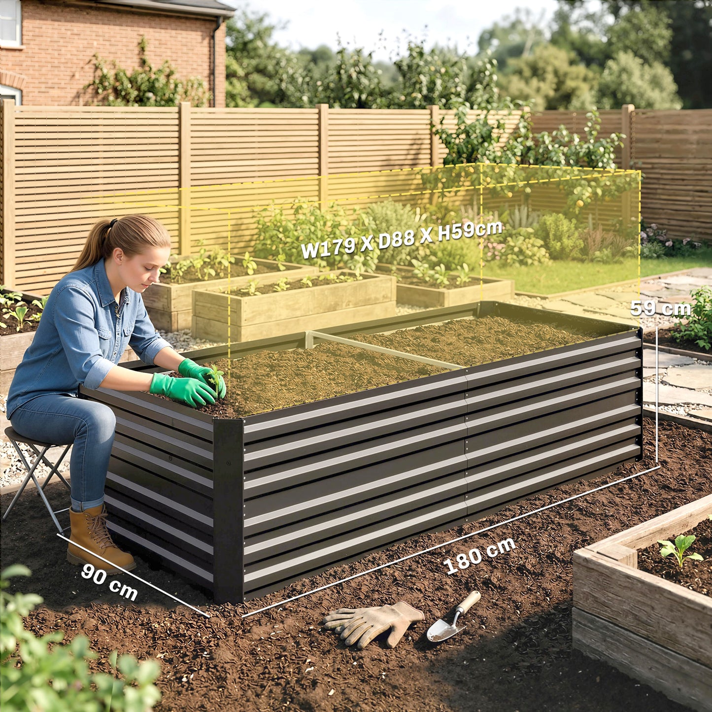 Raised Beds for Garden, Galvanised Steel Outdoor Planters (4)