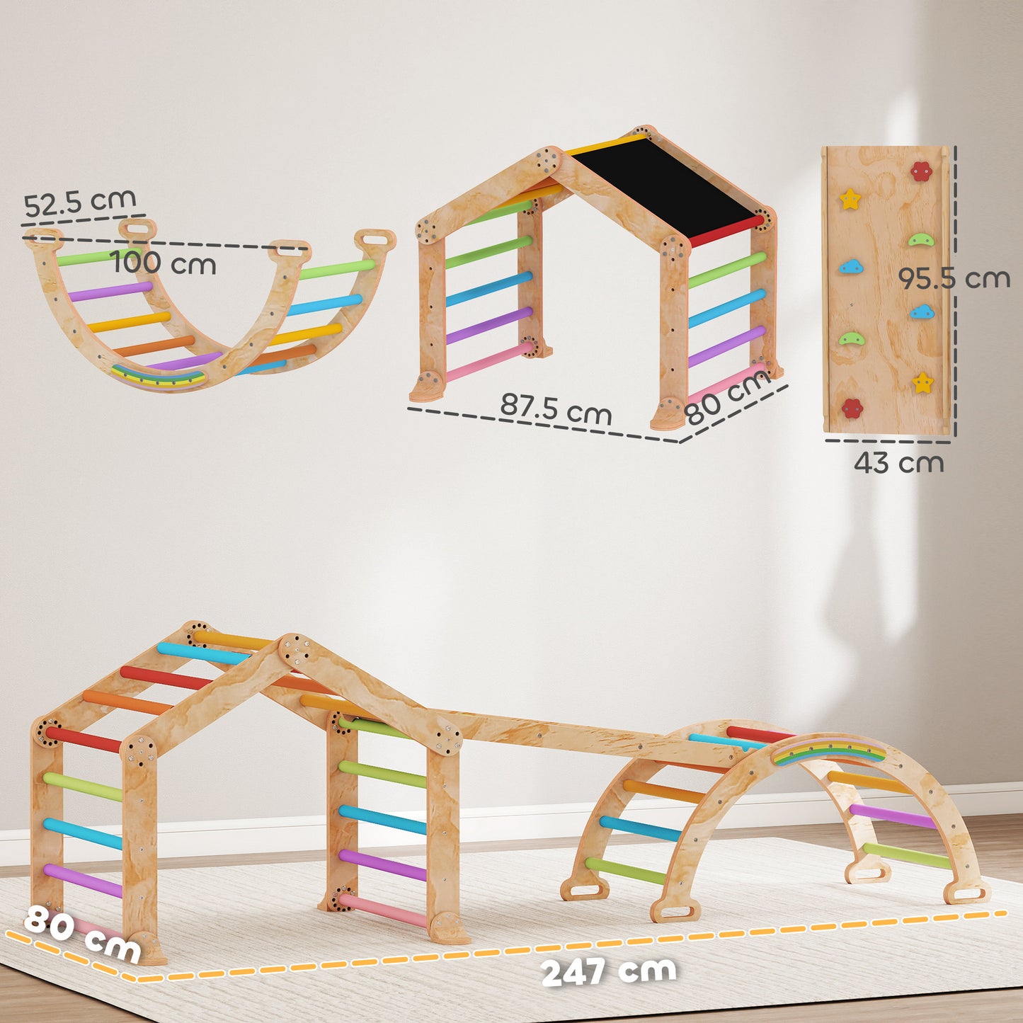 9 in 1 Toddler Climbing Frame with Ramp, Slide, Arch, Ladder