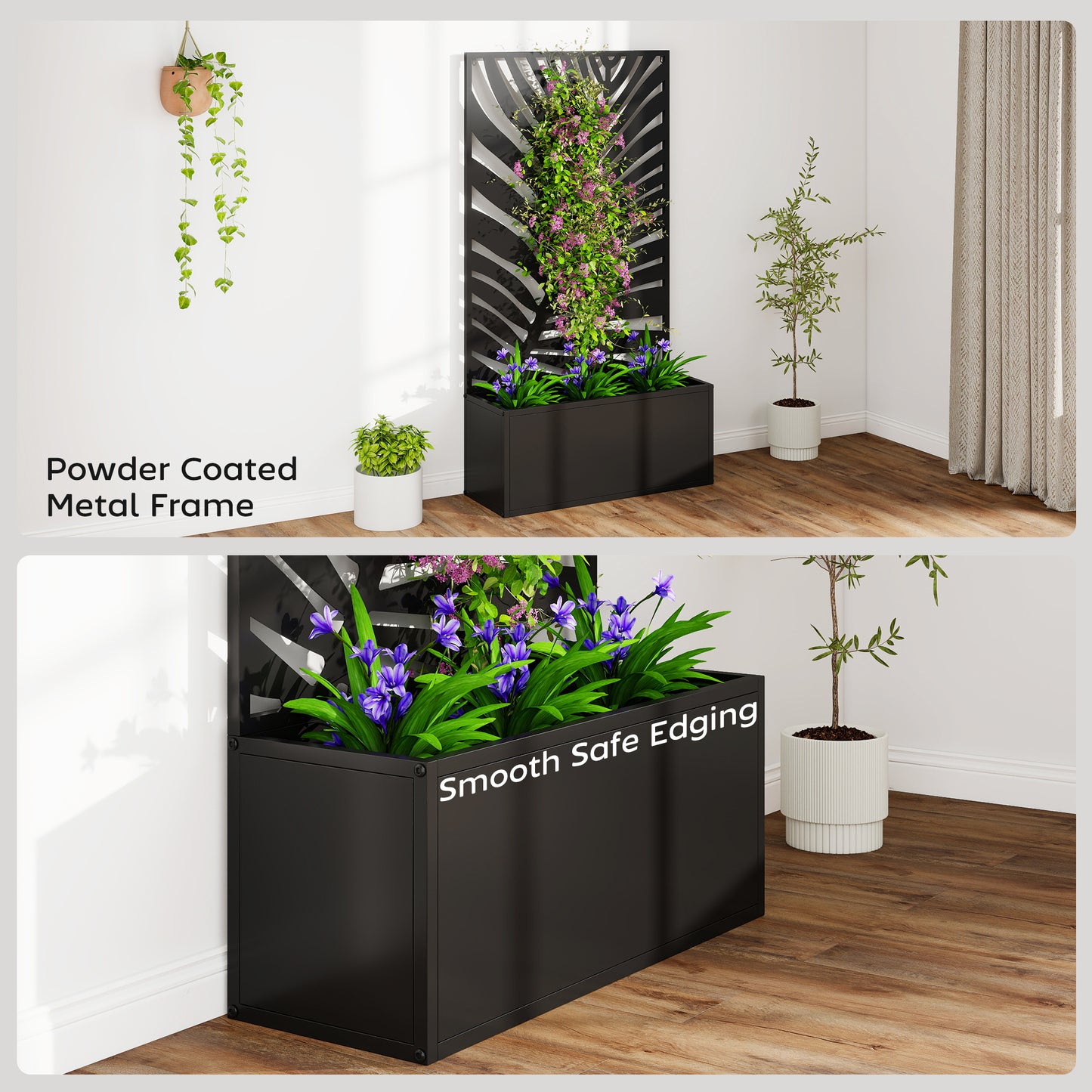 Metal Garden Bed for Garden with Trellis