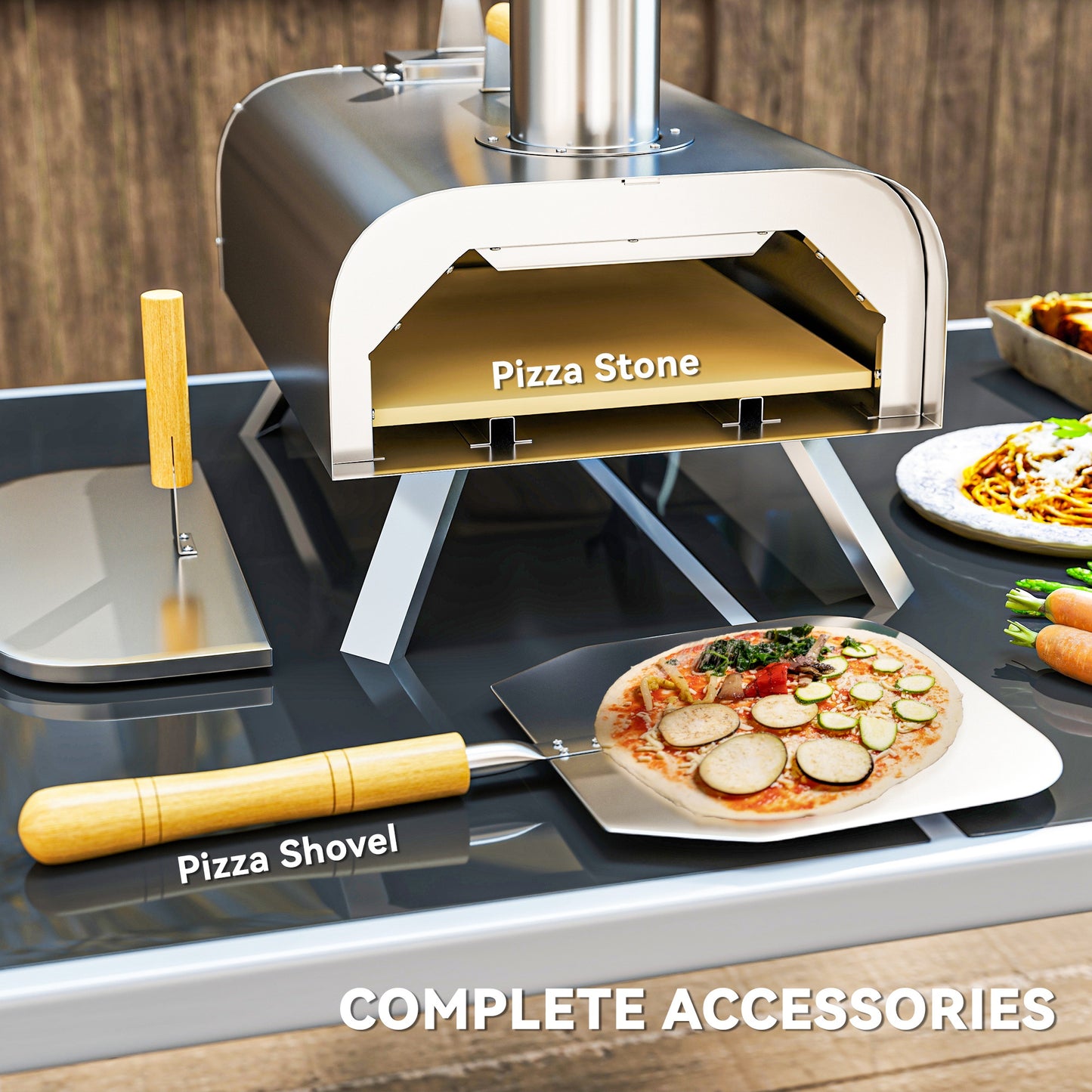 Outdoor Pizza Oven, Portable Wood Pellet Pizza Oven with Pizza Stone