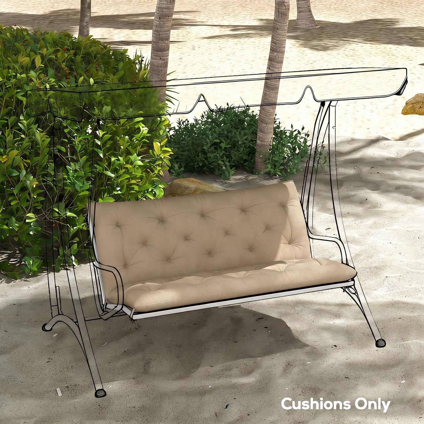 Garden Bench Cushion, 2 Seater Swing Chair Cushion