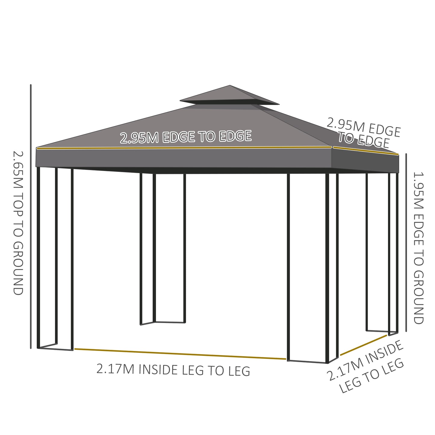 3 x 3 m Garden Gazebo Double Roof Marquee Patio Wedding Party Tent