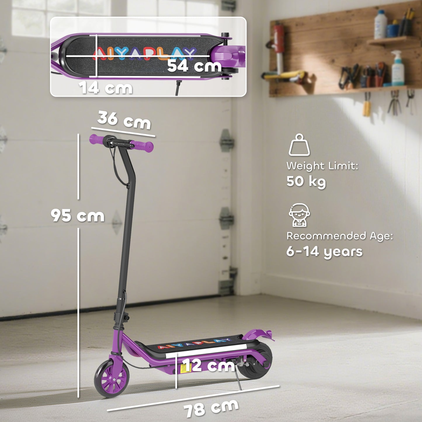 Electric Scooter for Kids Aged 6-14 Years, with Colourful Lights