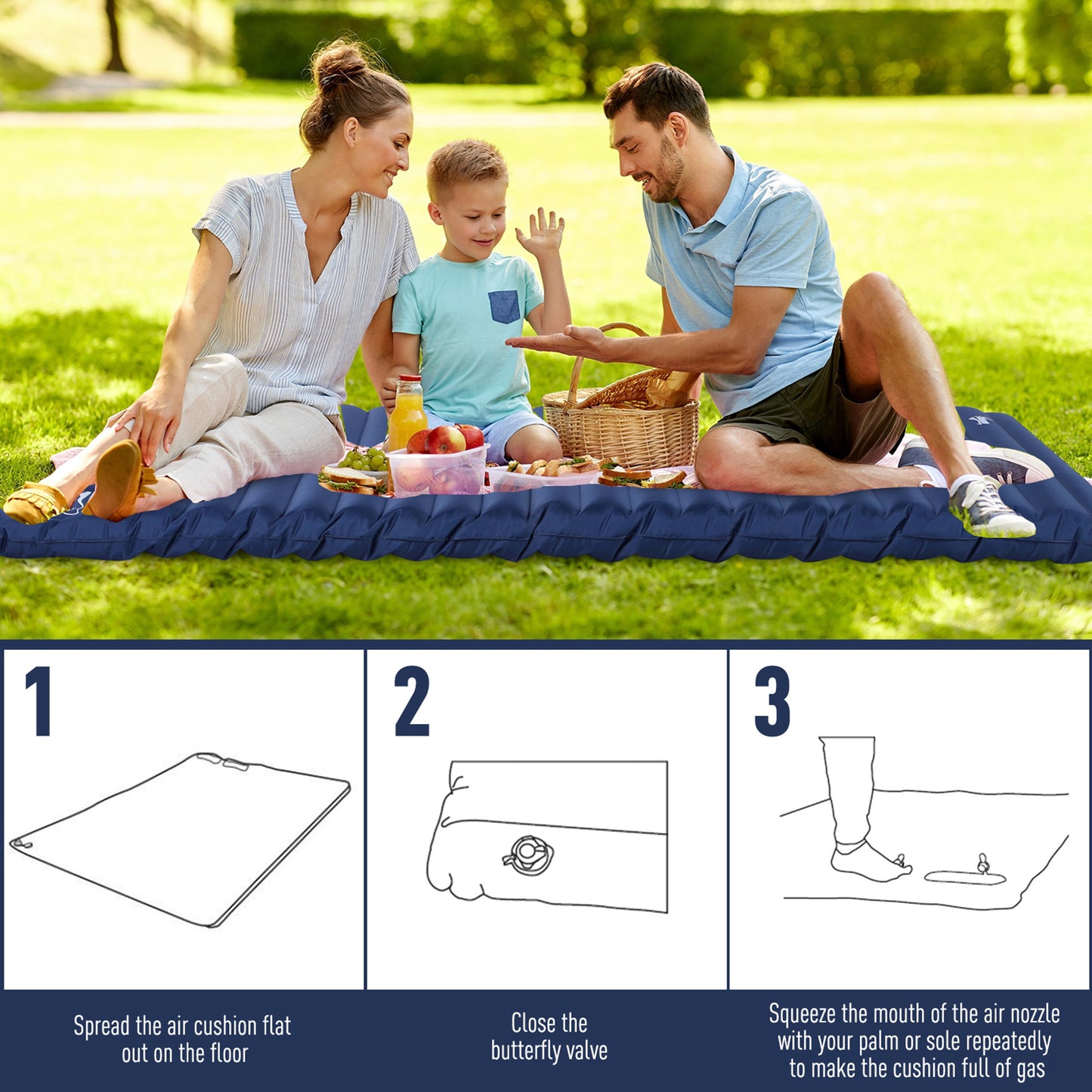 Camping Tent with Inflatable Mattress and Camping Chair