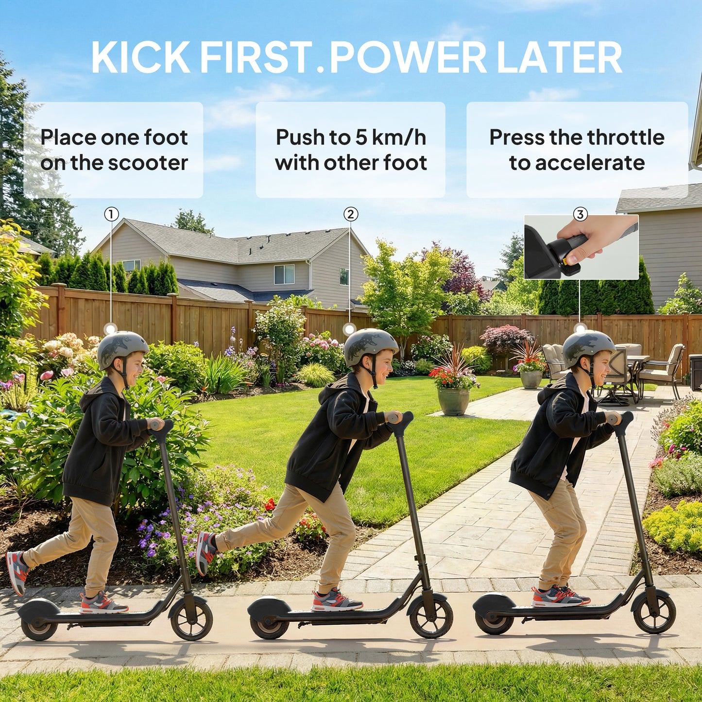 Electric Scooter for Kids, with LED Display