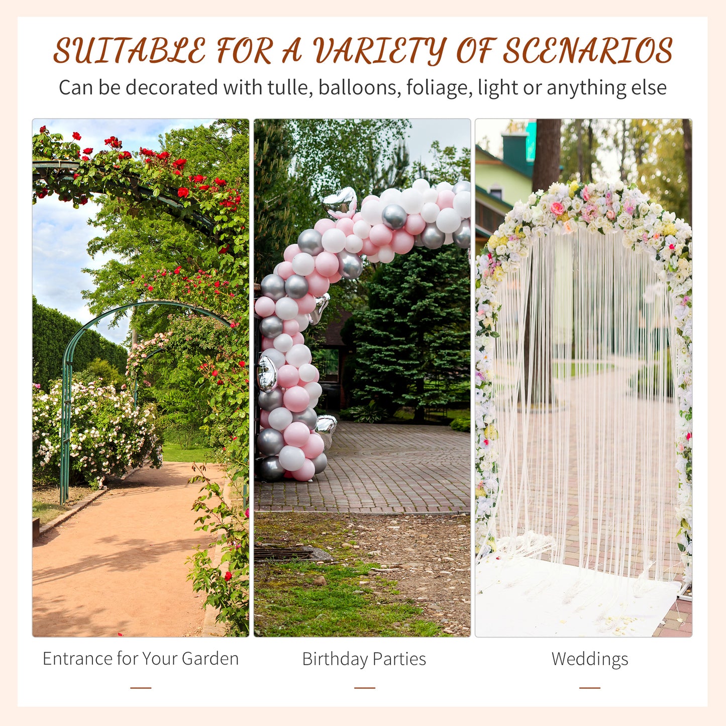 210cm Decorative Metal Garden Trellis Arch