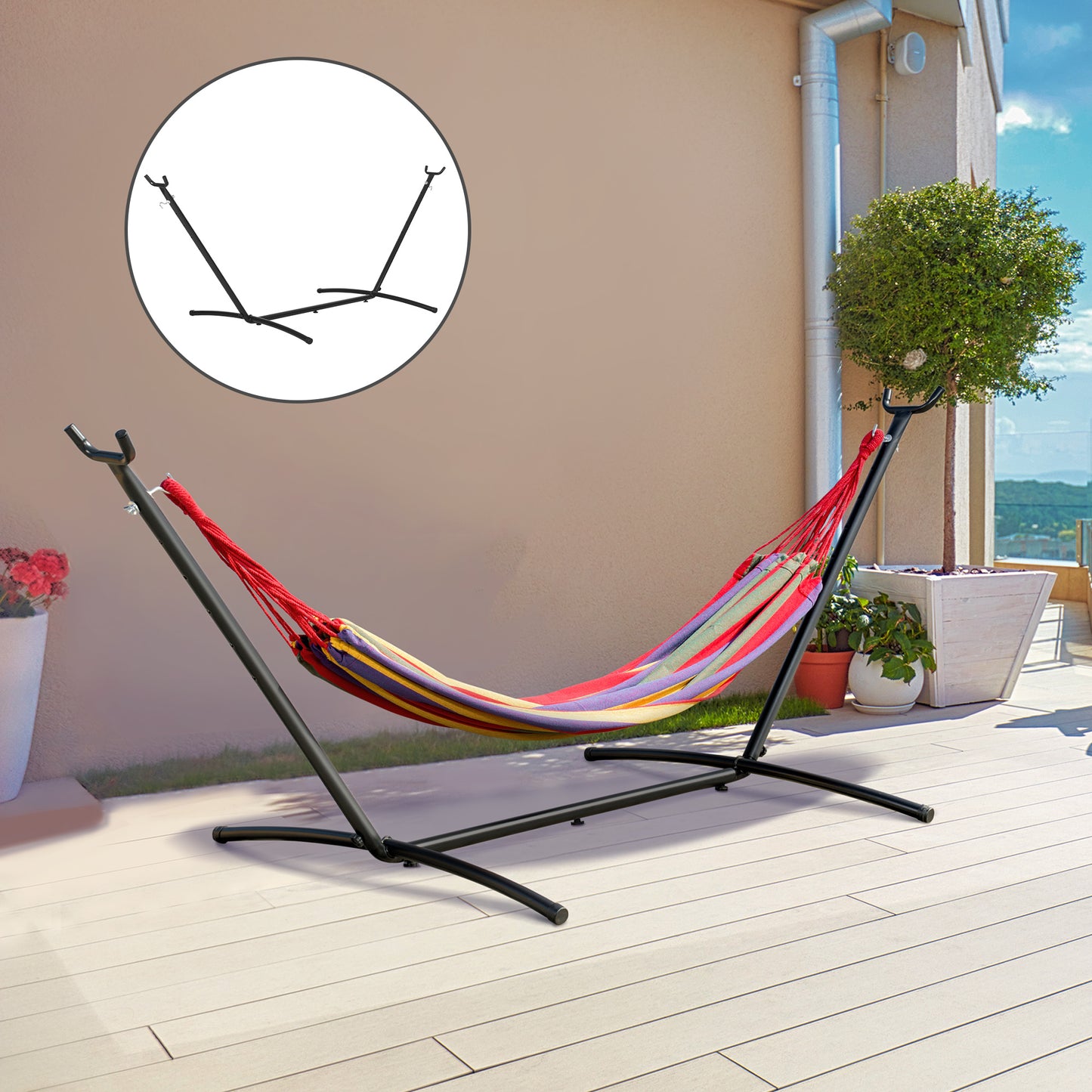2.9m Universal Hammock Stand Metal Frame Garden Camping Picnic