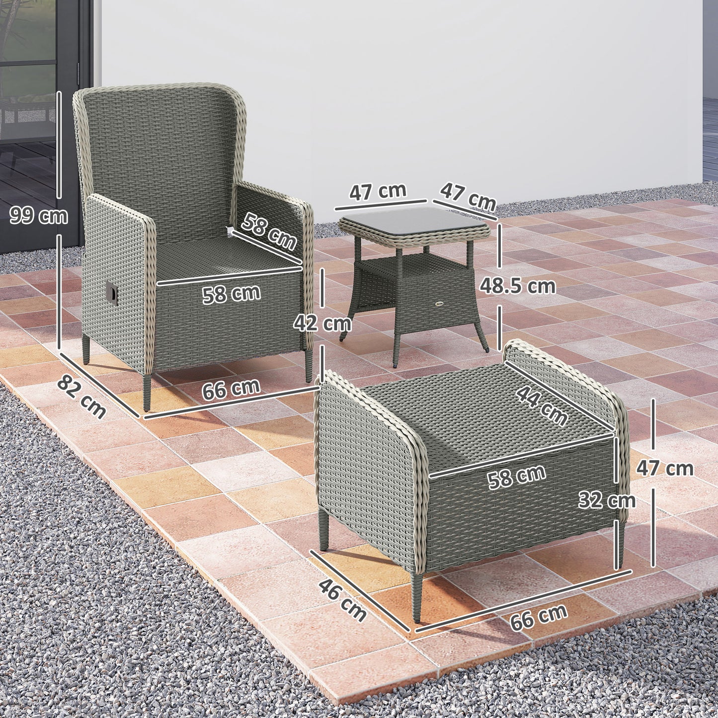 Five-Piece Reclining Rattan Chair Set