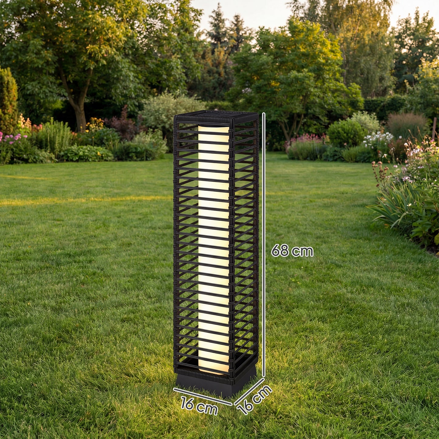 Garden Rattan Lamp, 68 cm Solar Rattan Floor Lamp