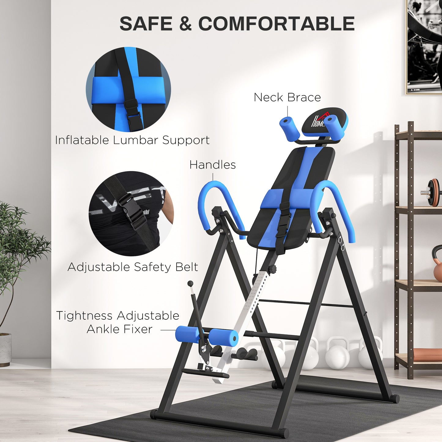 Gravity Inversion Table with Safety Belt Adjustable Hand Stand
