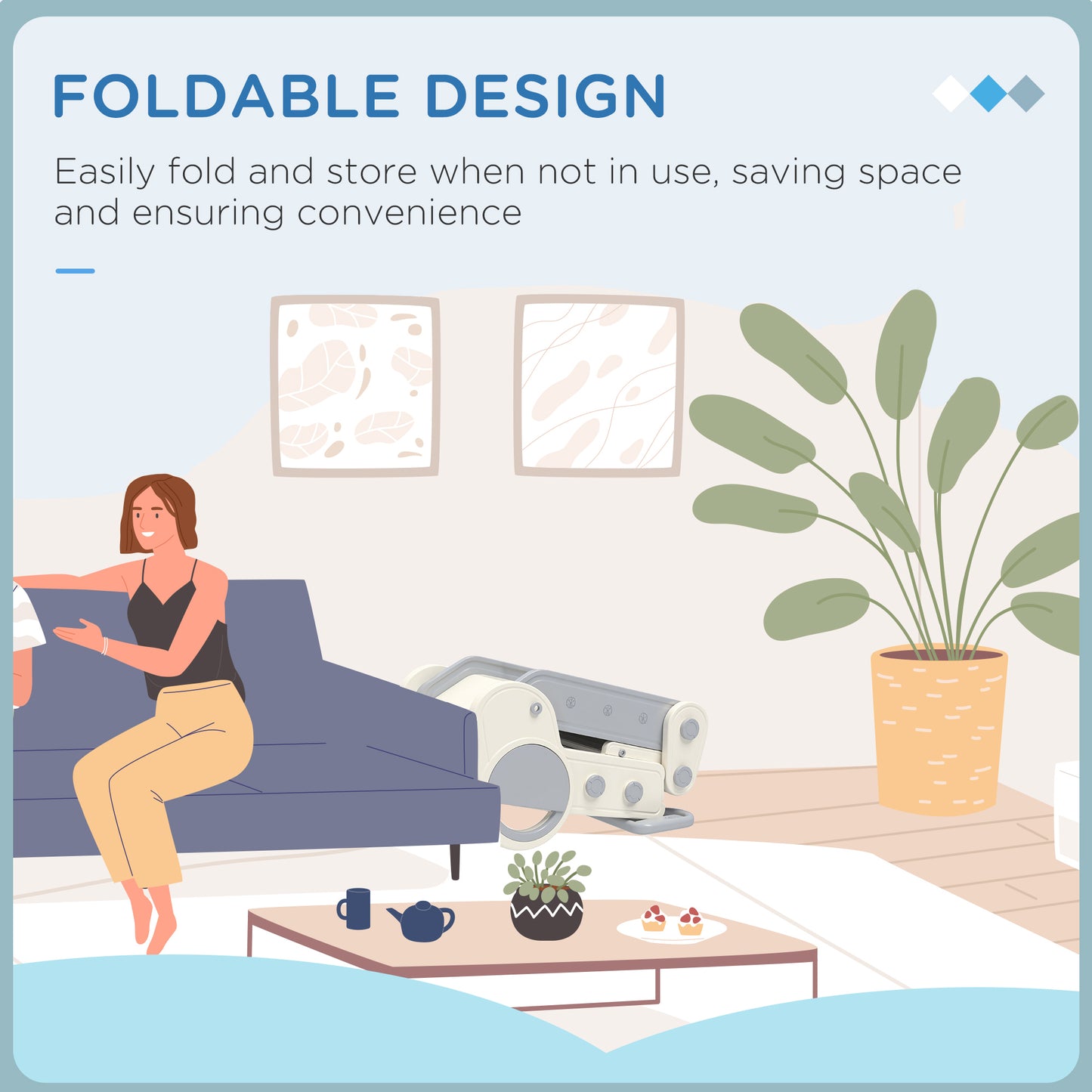 Foldable Kids Slide, Freestanding Baby Slide, for Ages 1.5-3 Years