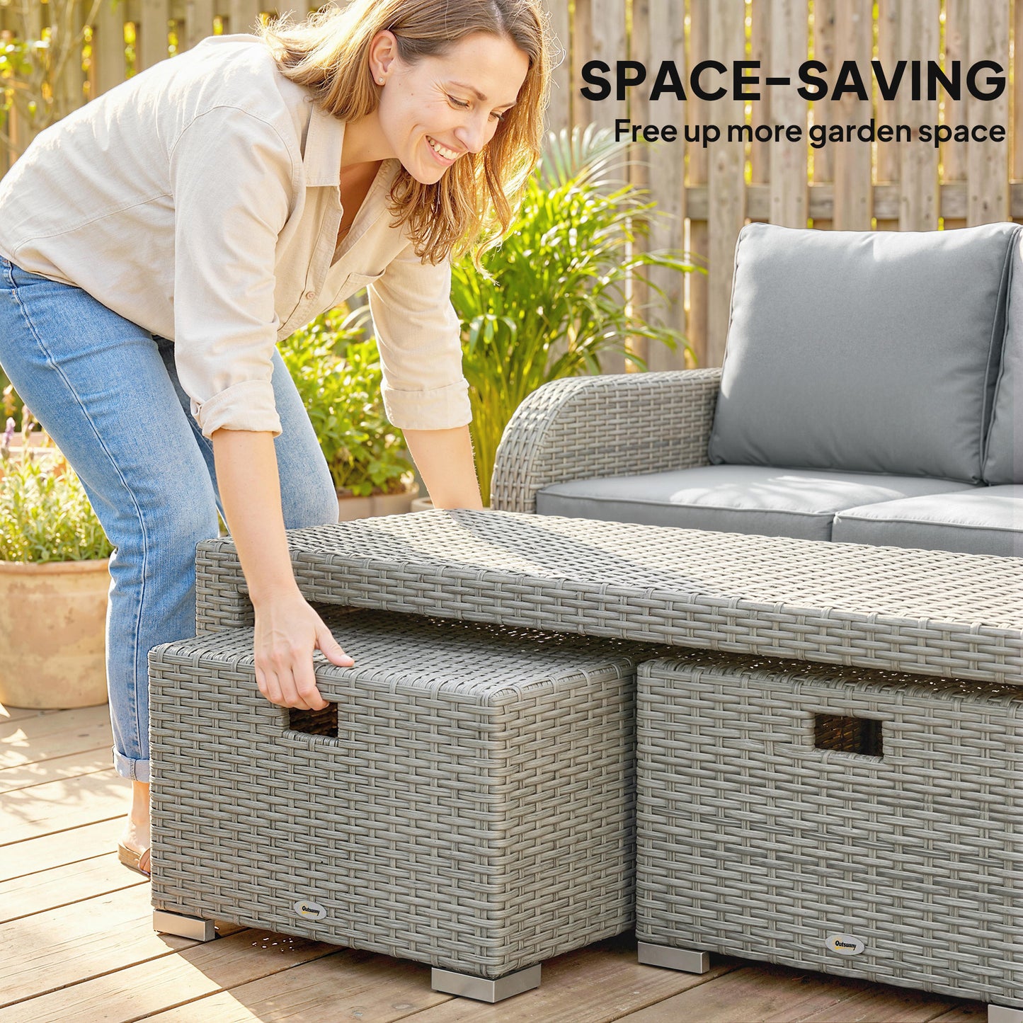 Six-piece Rattan Garden Furniture Set with Reclining Armchairs