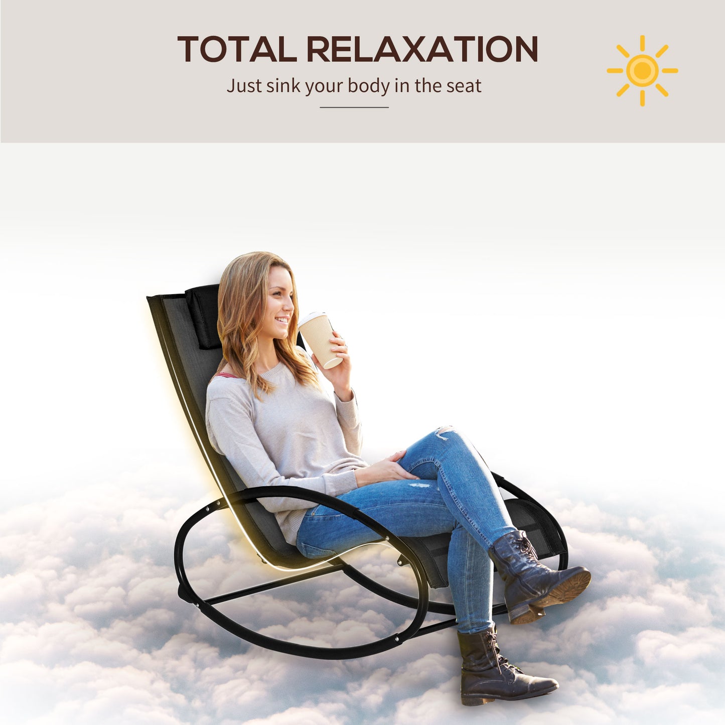 Rocking Chair Sun Lounger Recliner Rocker Texteline Fabric Patio