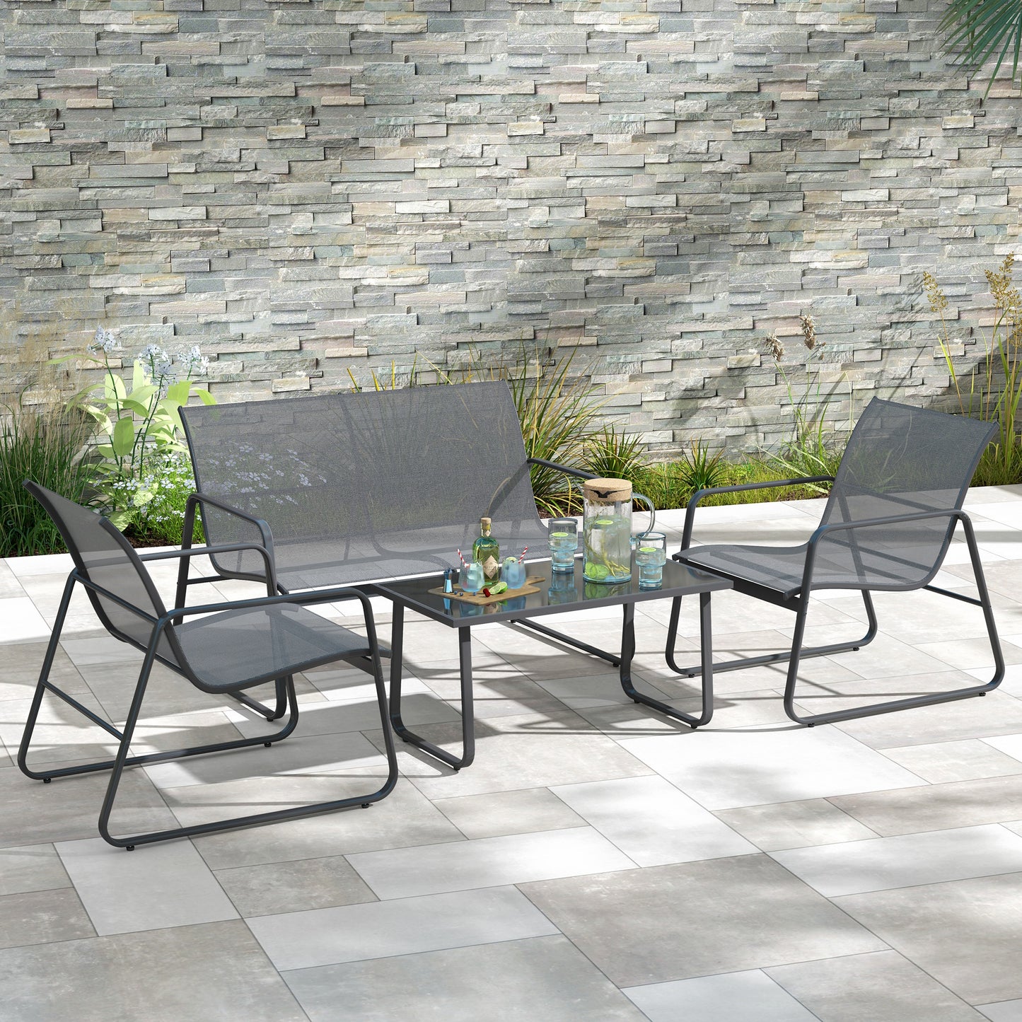 Four-Piece Minimalistic Garden Sofa Set