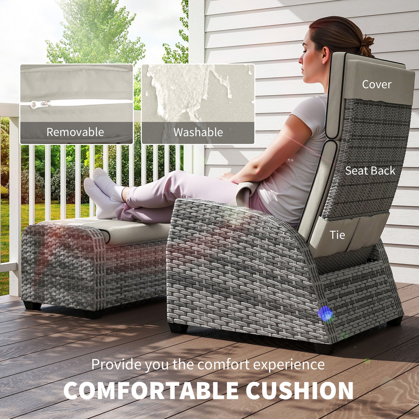 5-Piece Rattan Garden Furniture Set with Cushions