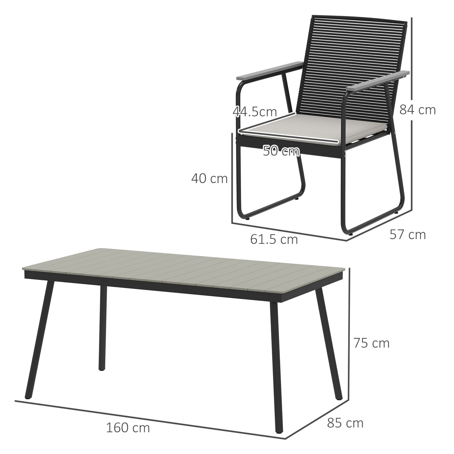 6 Seater Garden Dining Set with Soft Cushions, Rattan Backrest