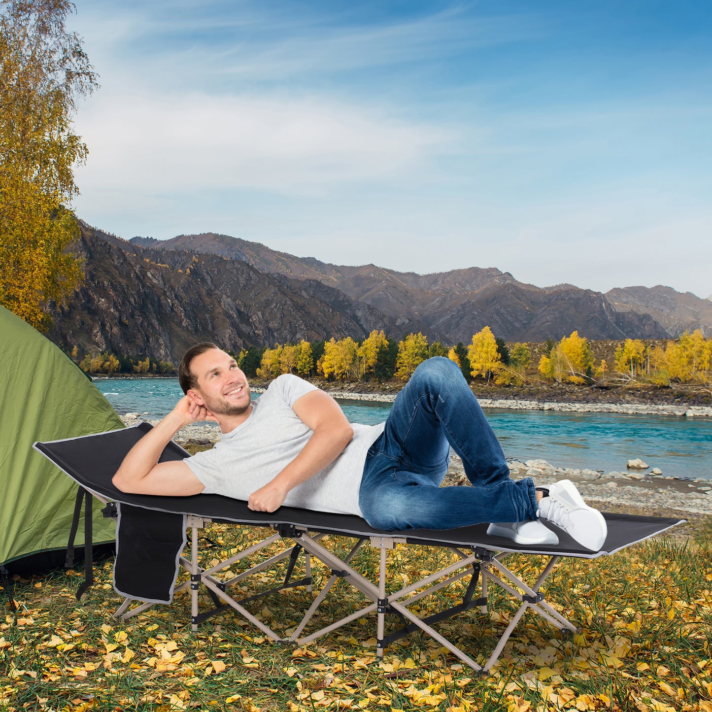 Single Person Camping Bed Folding Cot Outdoor Patio Portable