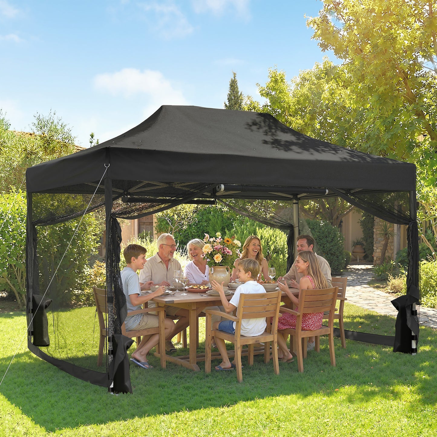 3 x 4.5 m Pop Up Gazebo with Mesh Nettings