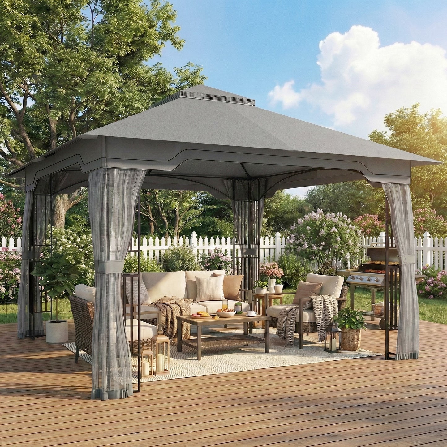 3.3 x 3.3 m Outdoor Garden Gazebo with Post Shelves