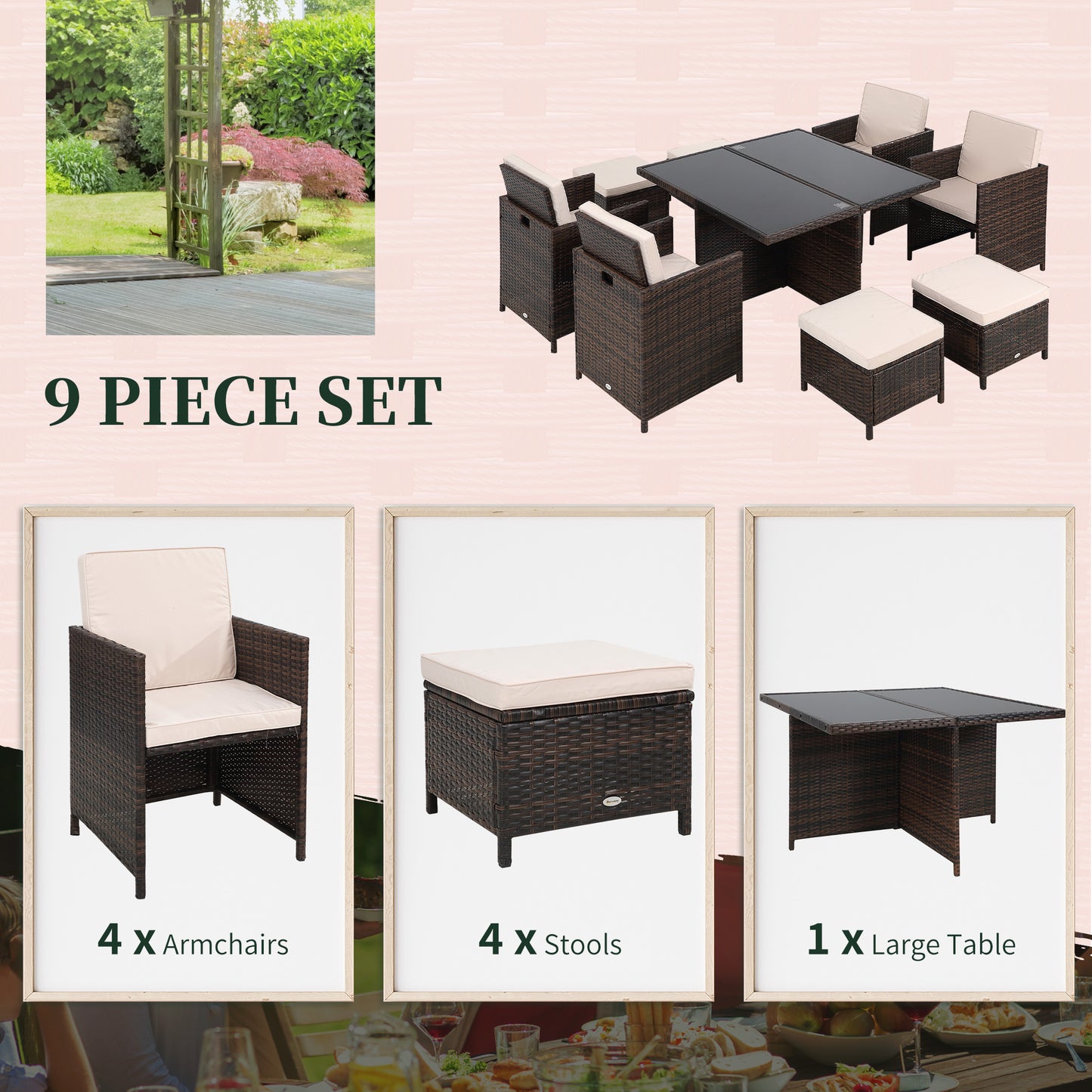 8 Seater Rattan Cube Garden Furniture Set