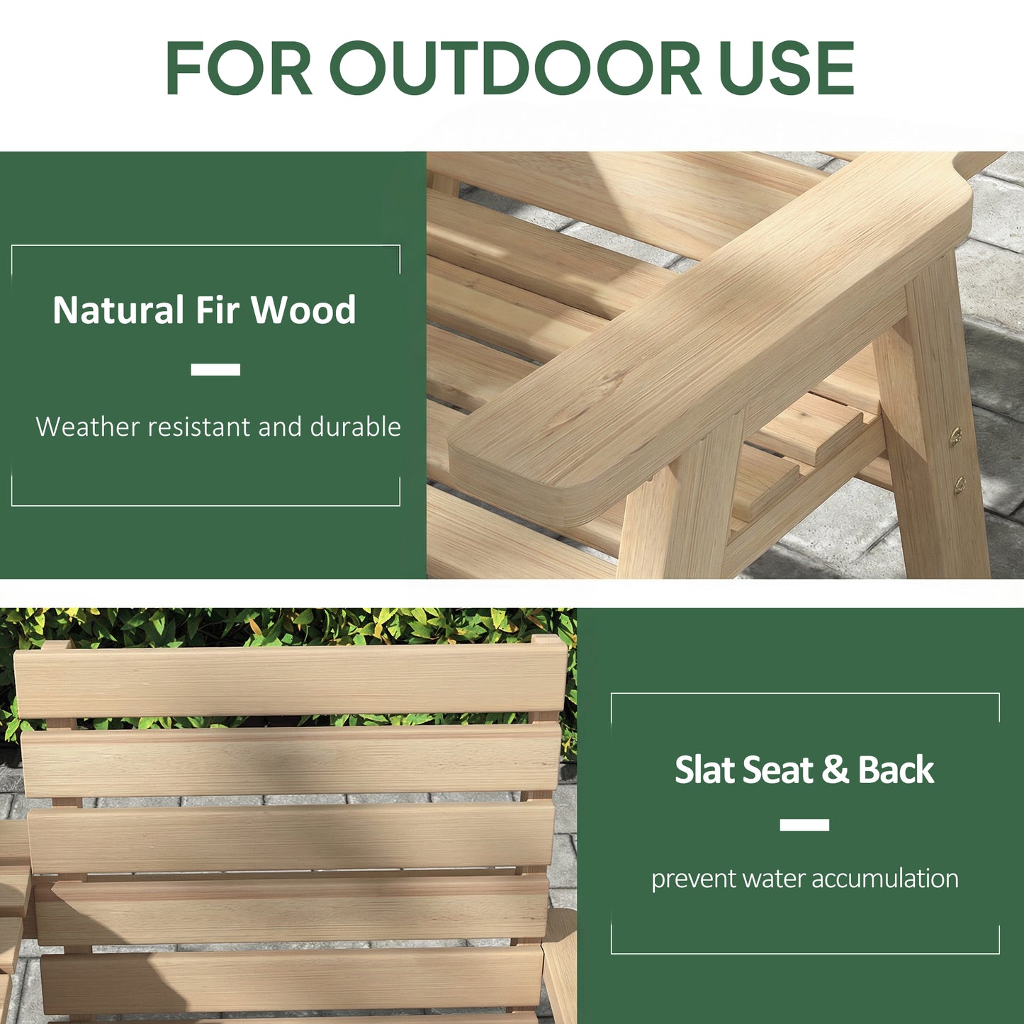 Fir Wood Convertible 2 to 3 Seater Outdoor Garden Bench