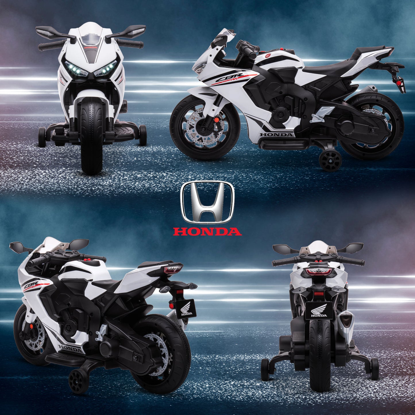 6V Honda Licensed Kids Motorcycle w/ Music, Training Wheels