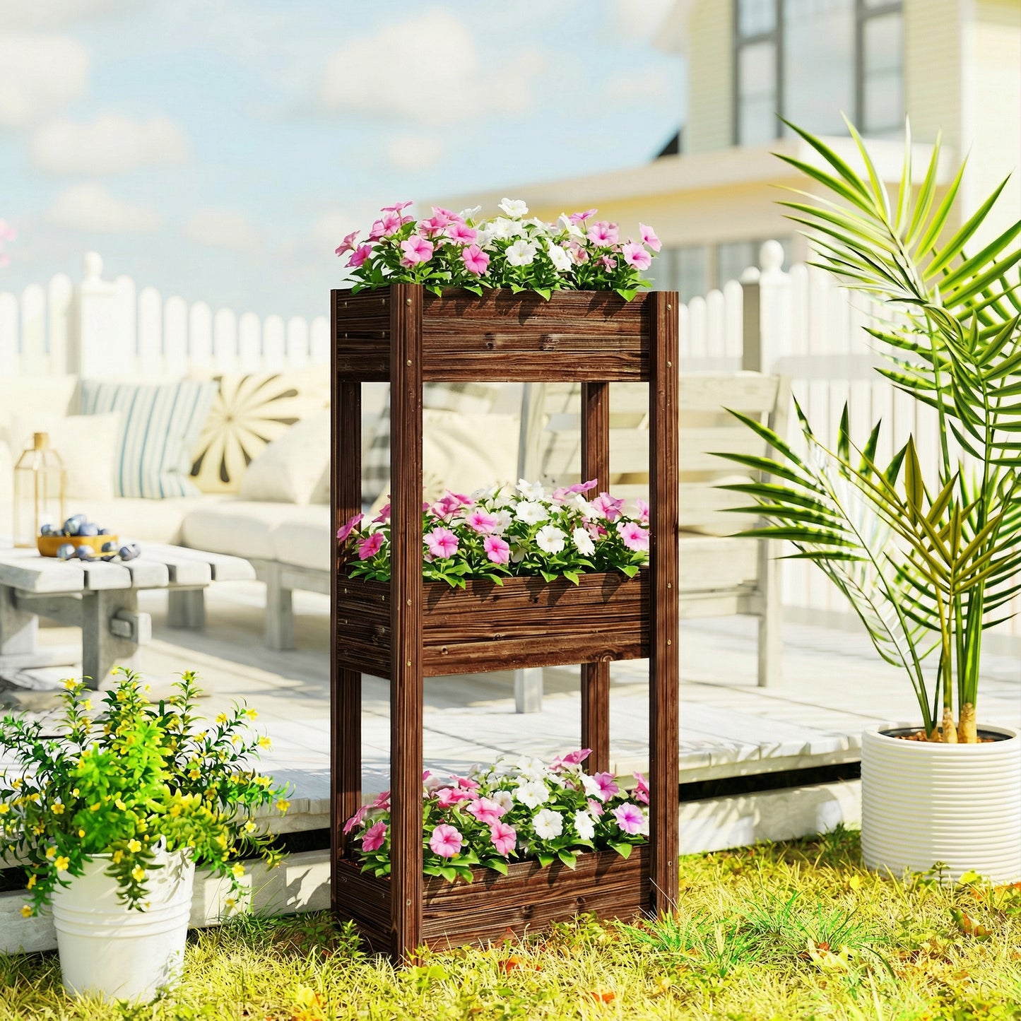 3-Tier Wooden Raised Planter