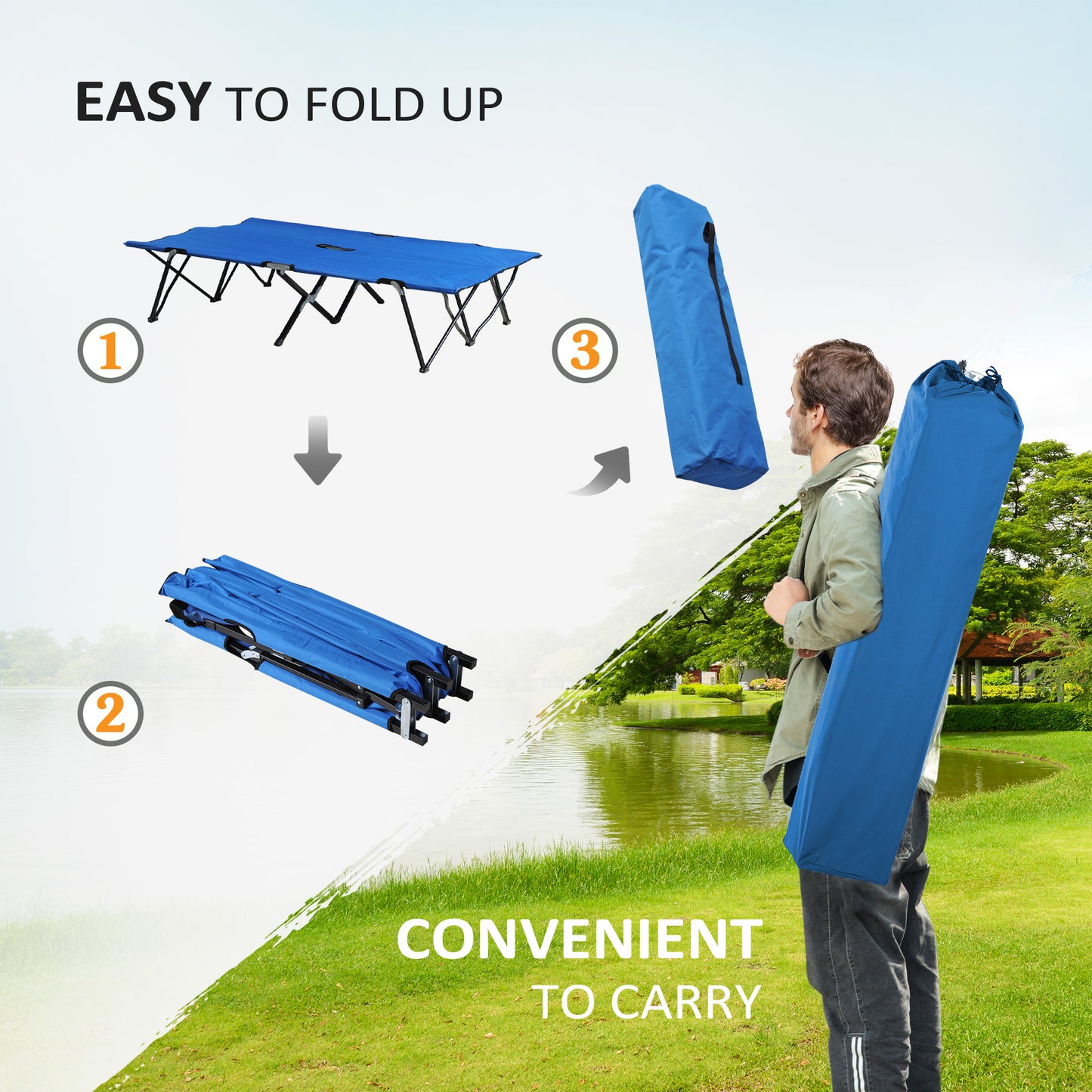 Double Camping Cot Bed, with Bag