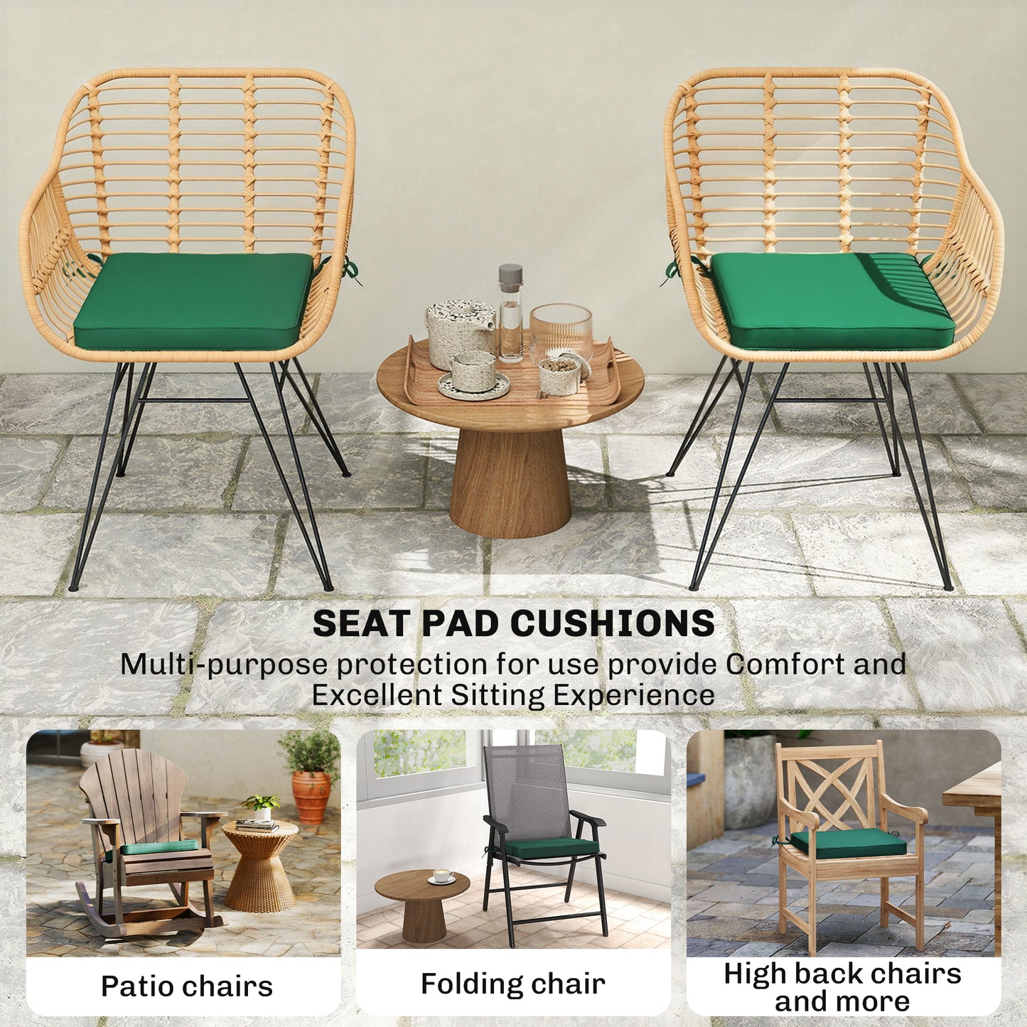 Set of 6 Chair Cushion Seat Pads Dining Chair w/ Straps