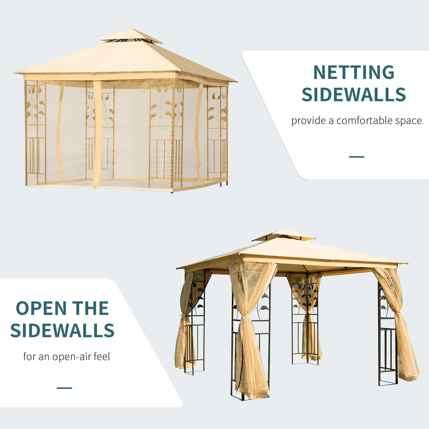 3(m) x 3(m) Garden Gazebo, Double Roof Outdoor Gazebo Canopy Shelter (1)
