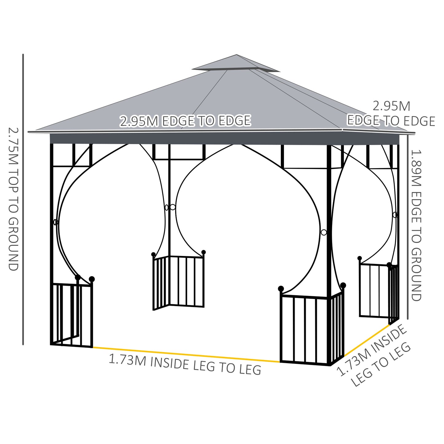 3 x 3(m) Garden Gazebo Patio Party Tent Shelter Outdoor Canopy