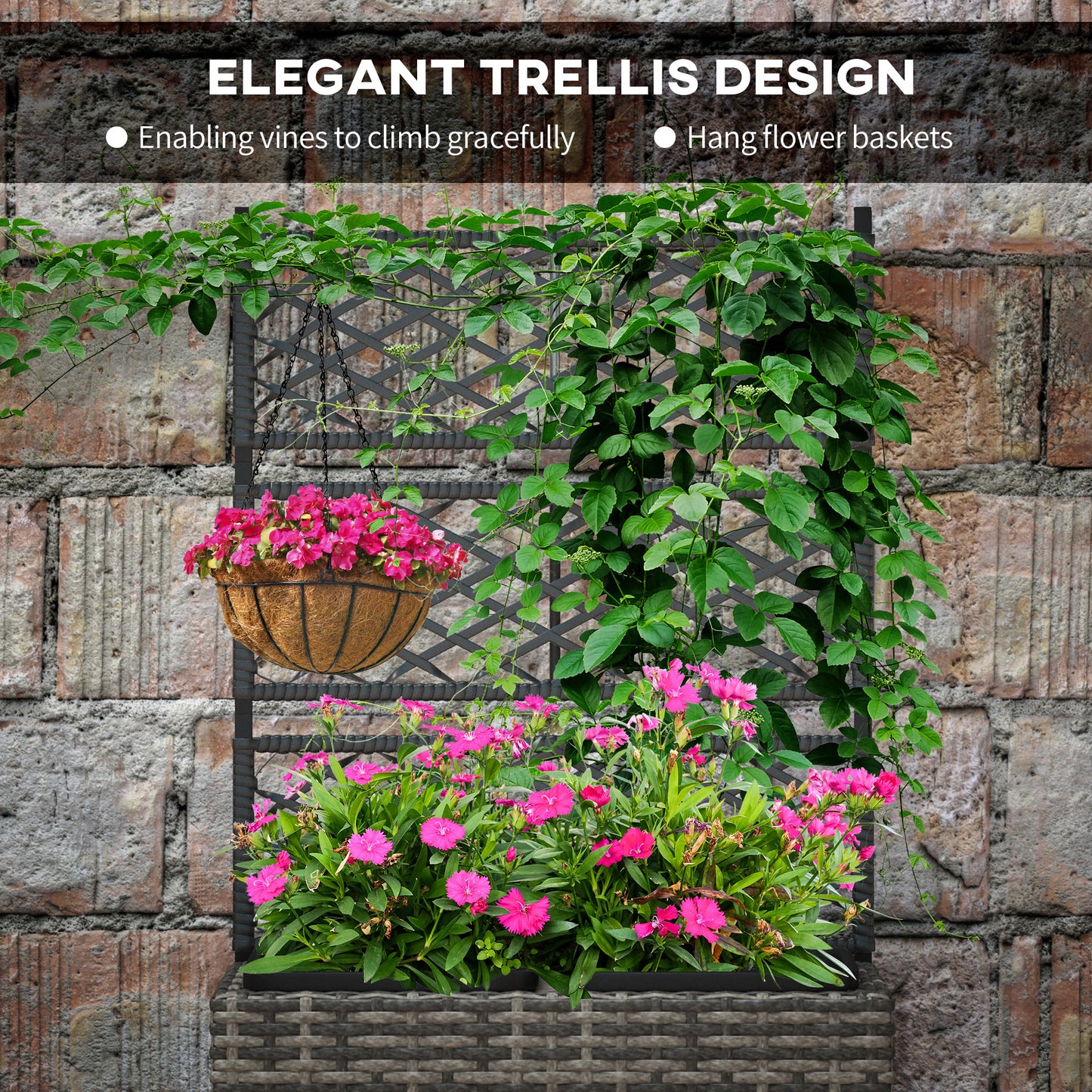 22 L Rattan Planter with Trellis