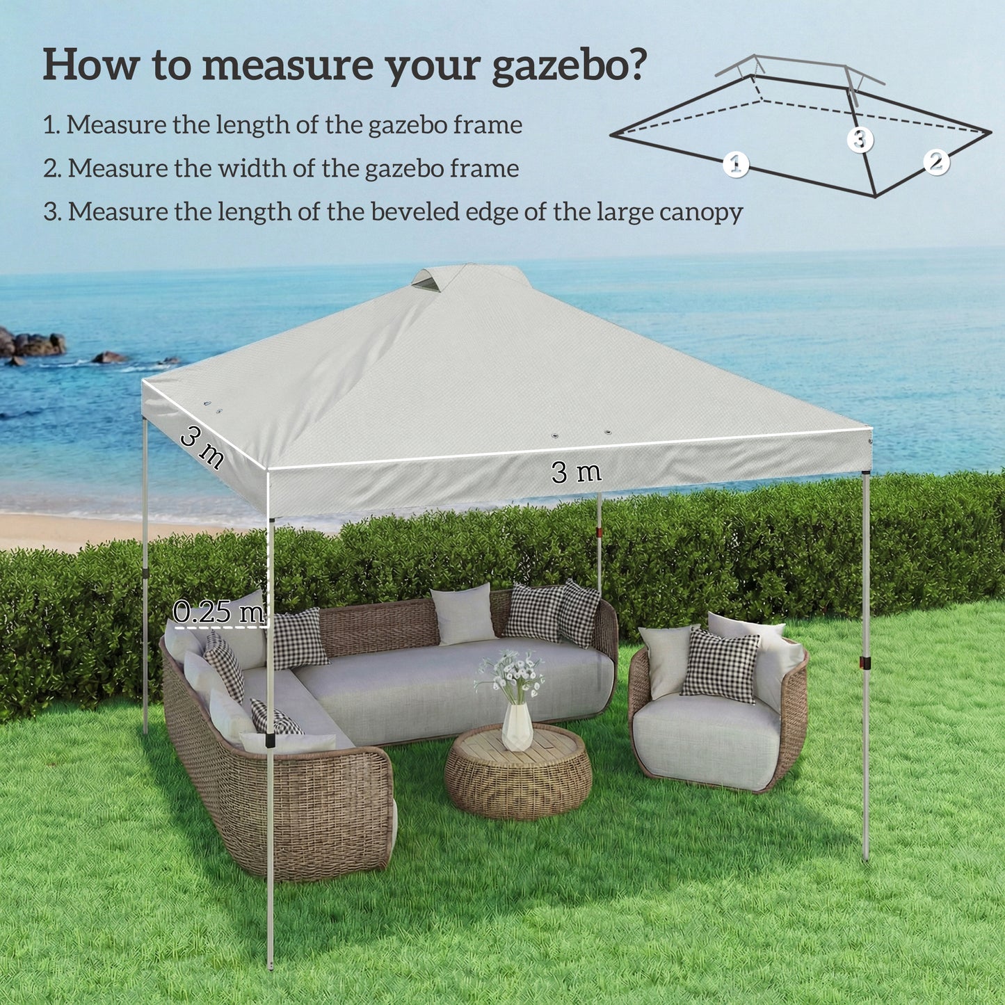 Gazebo Roof Replacement UV50+ Waterproof Pop Up Canopy Cover