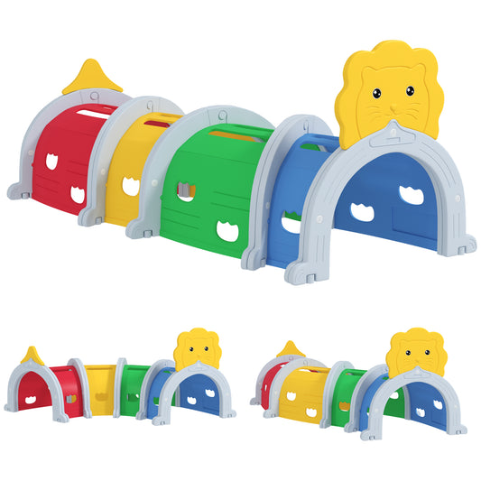 Kids Play Tunnel with Lion Design for 3-6 Years, Crawling, Climbing