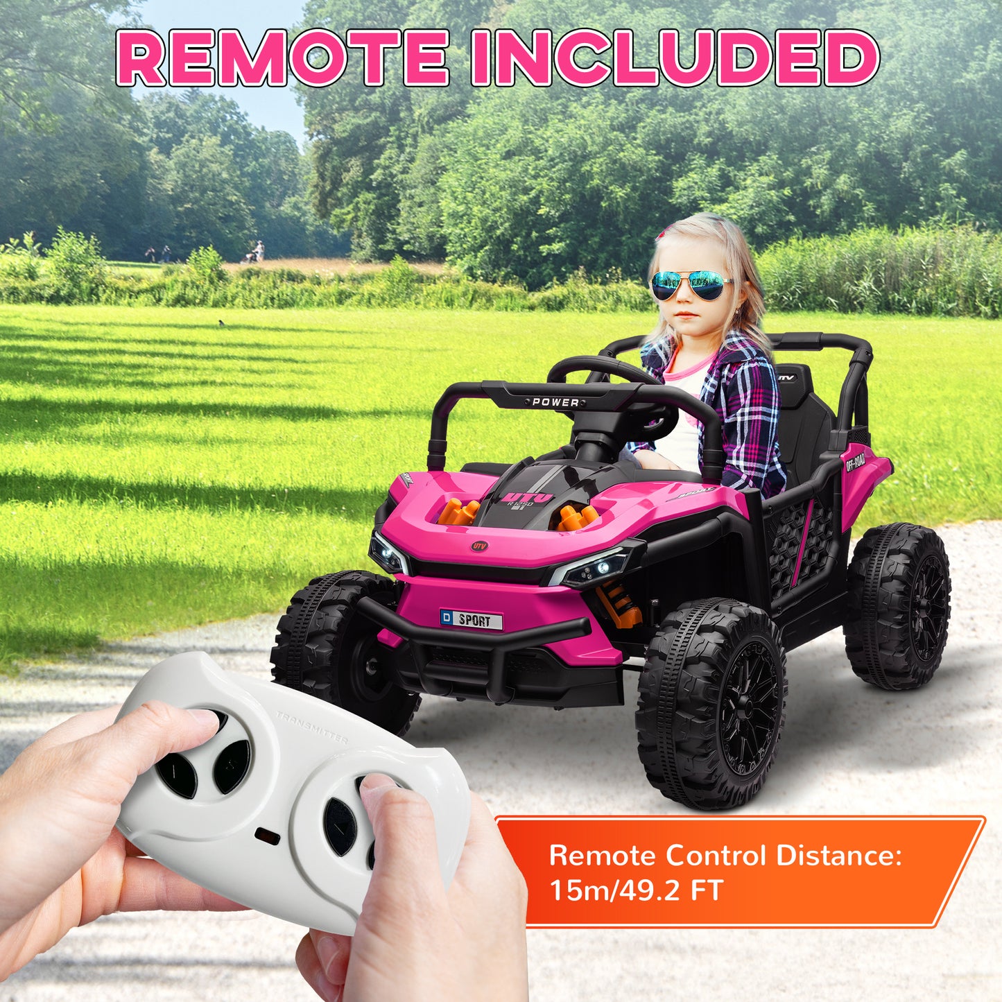12V Battery Powered Ride on Truck w/ Remote, Four Suspension Wheels