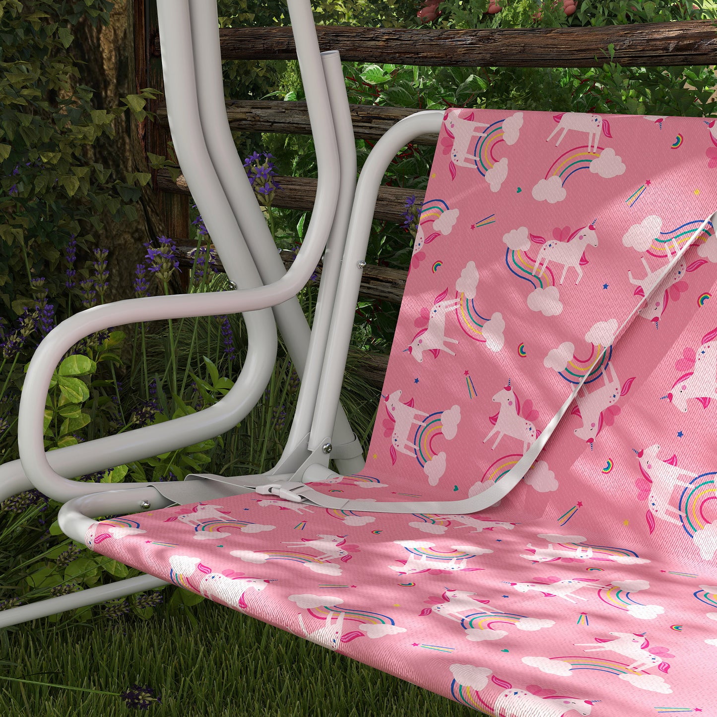 Kids Porch Swing, 2-Seater Patio Swing Bench Hammock with Seat Belts