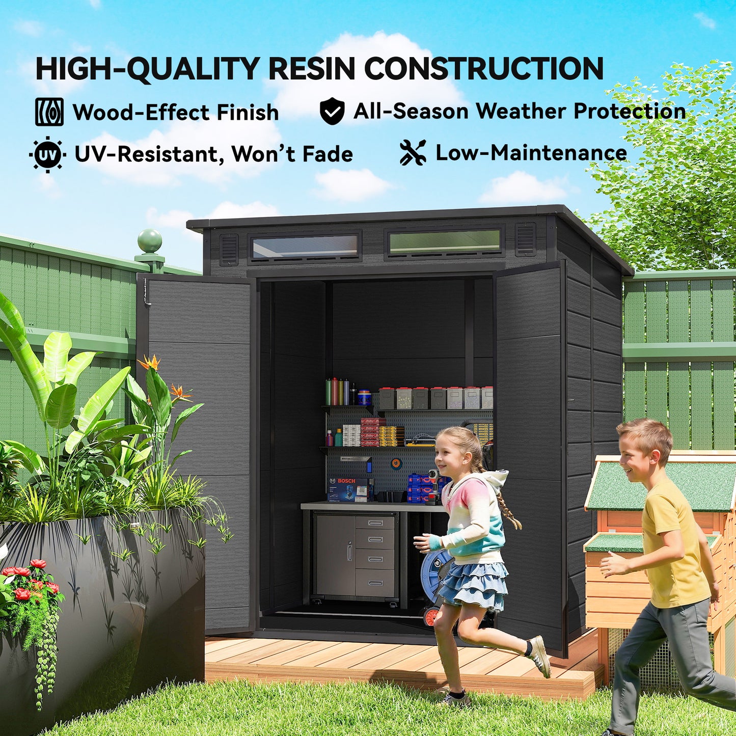 6 x 6 ft Plastic Garden Shed
