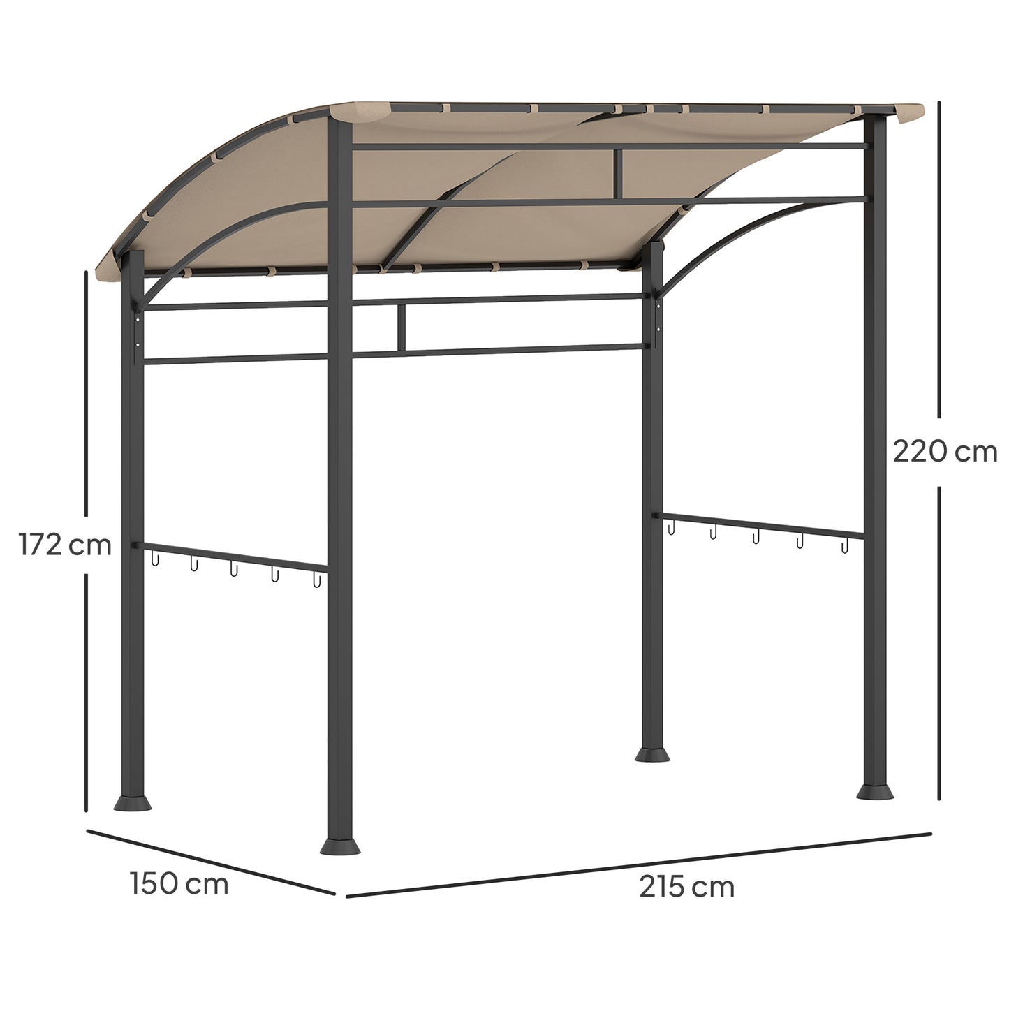 2.2 x 1.5 m BBQ Grill Gazebo Tent, Garden Grill with Metal Frame