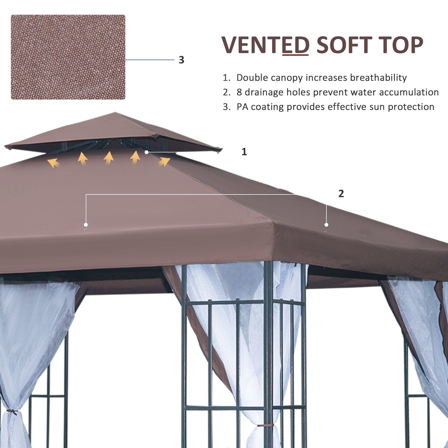 3 x 3(m) Patio Gazebo Canopy Garden Pavilion Tent Shelter