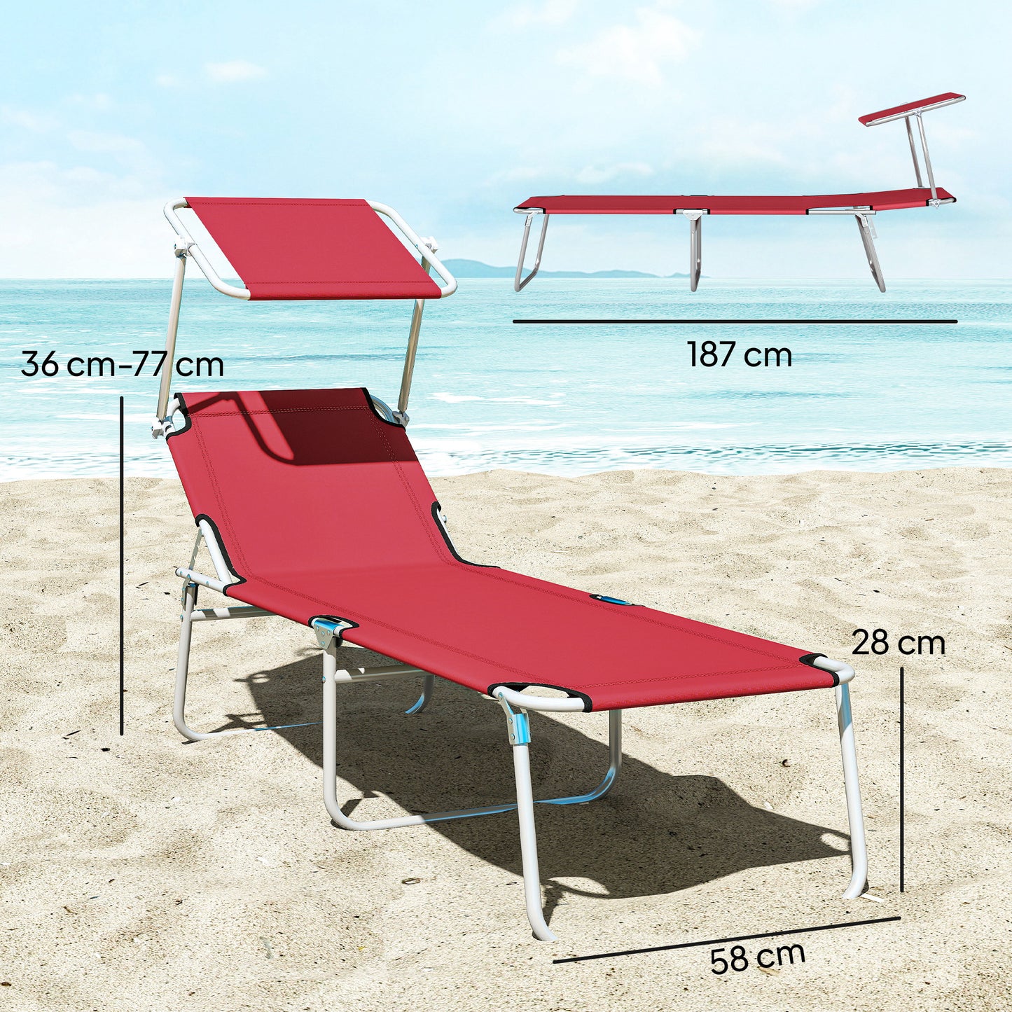 Outdoor Foldable Sun Lounger Set of 2