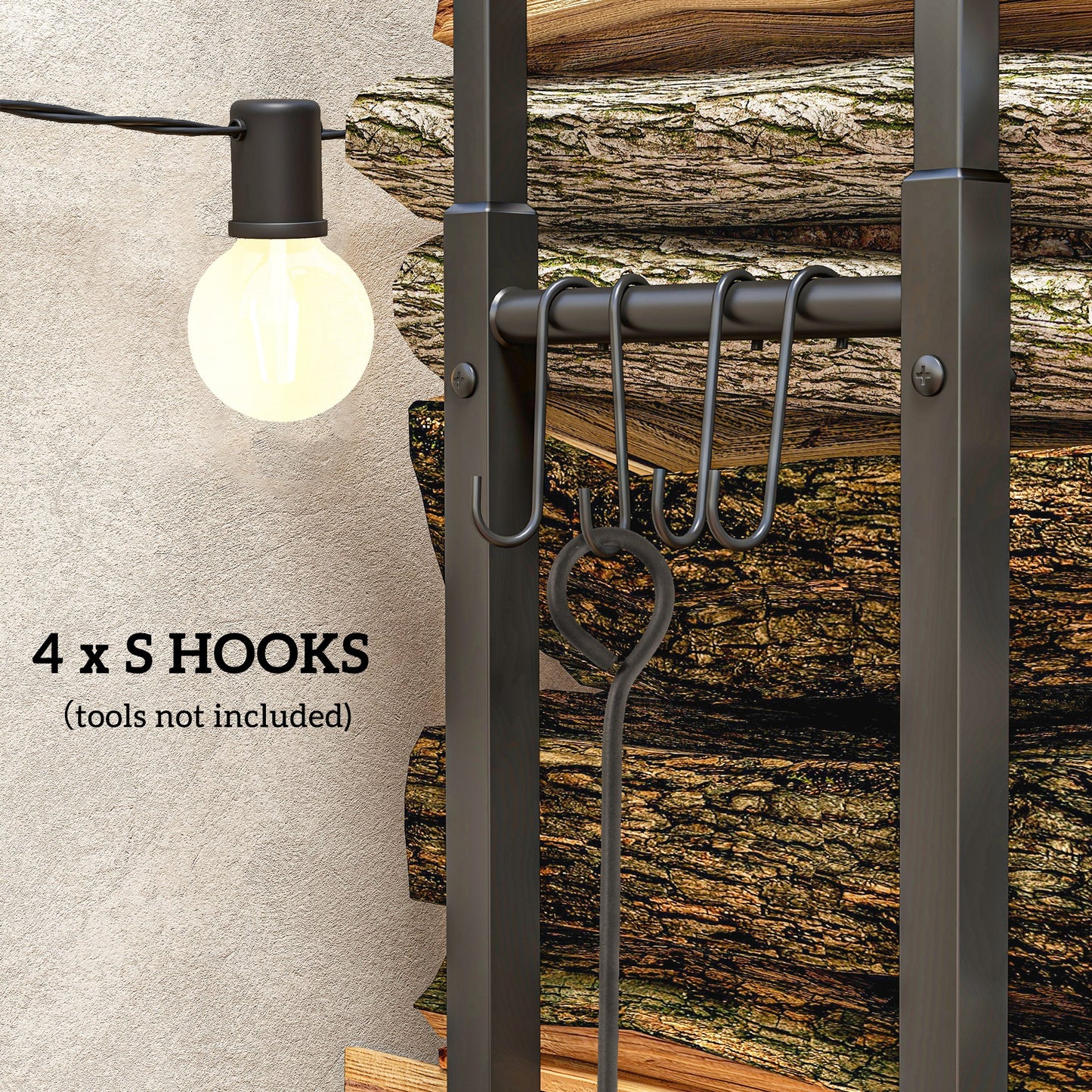 40-65/100-150cm Adjustable Metal Firewood Log Holder